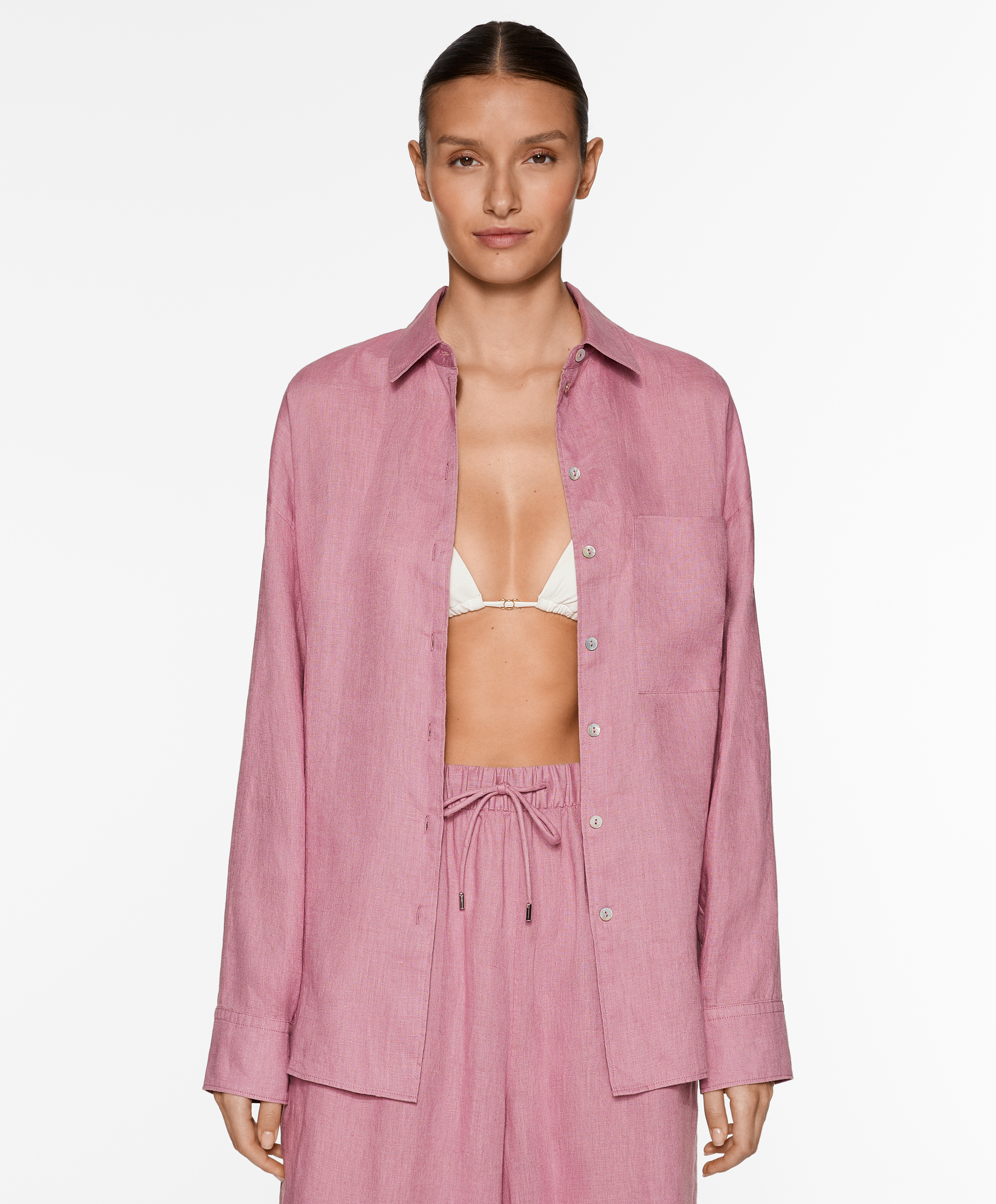 100% linen long-sleeved shirt