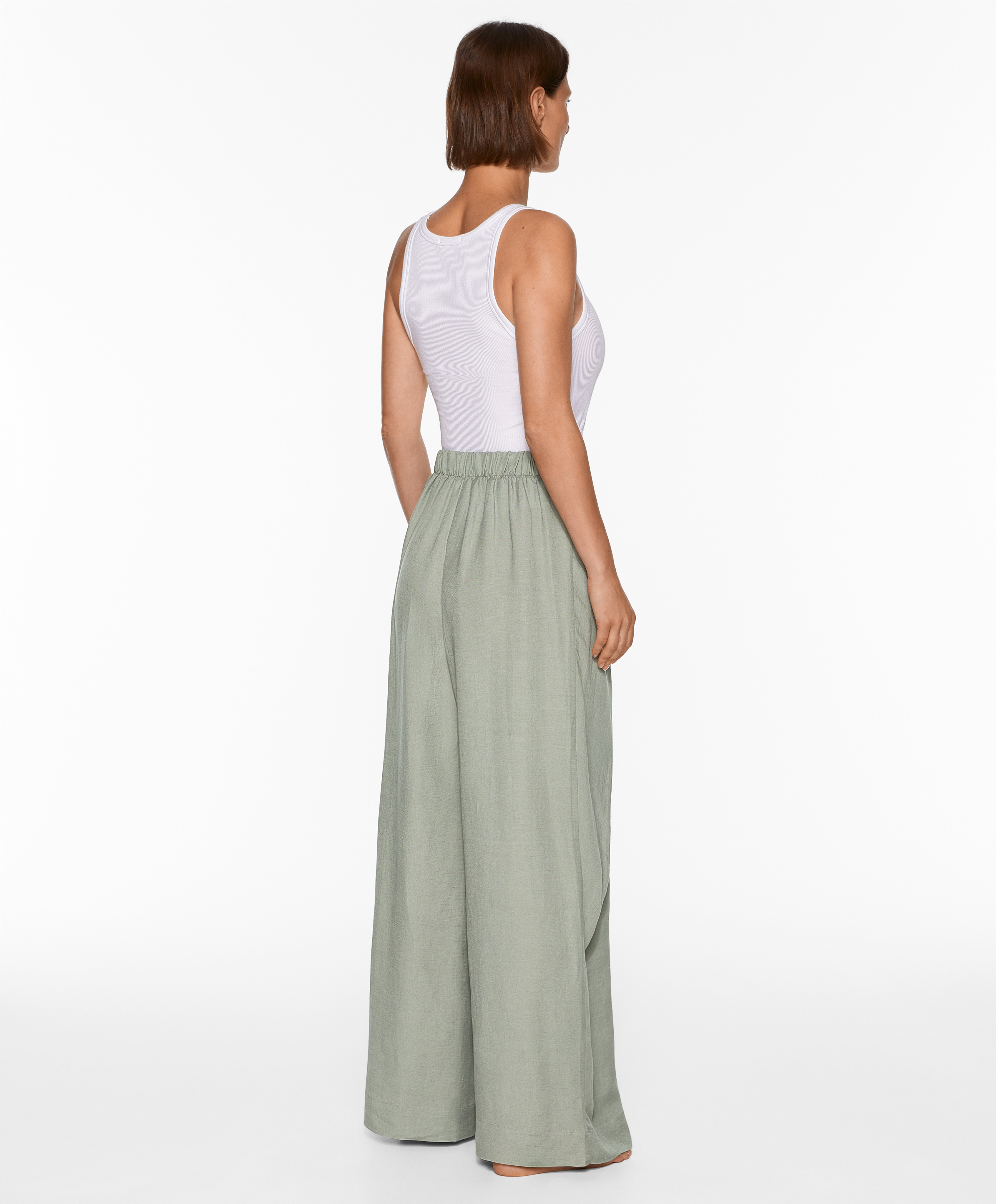 Wrap trousers with linen