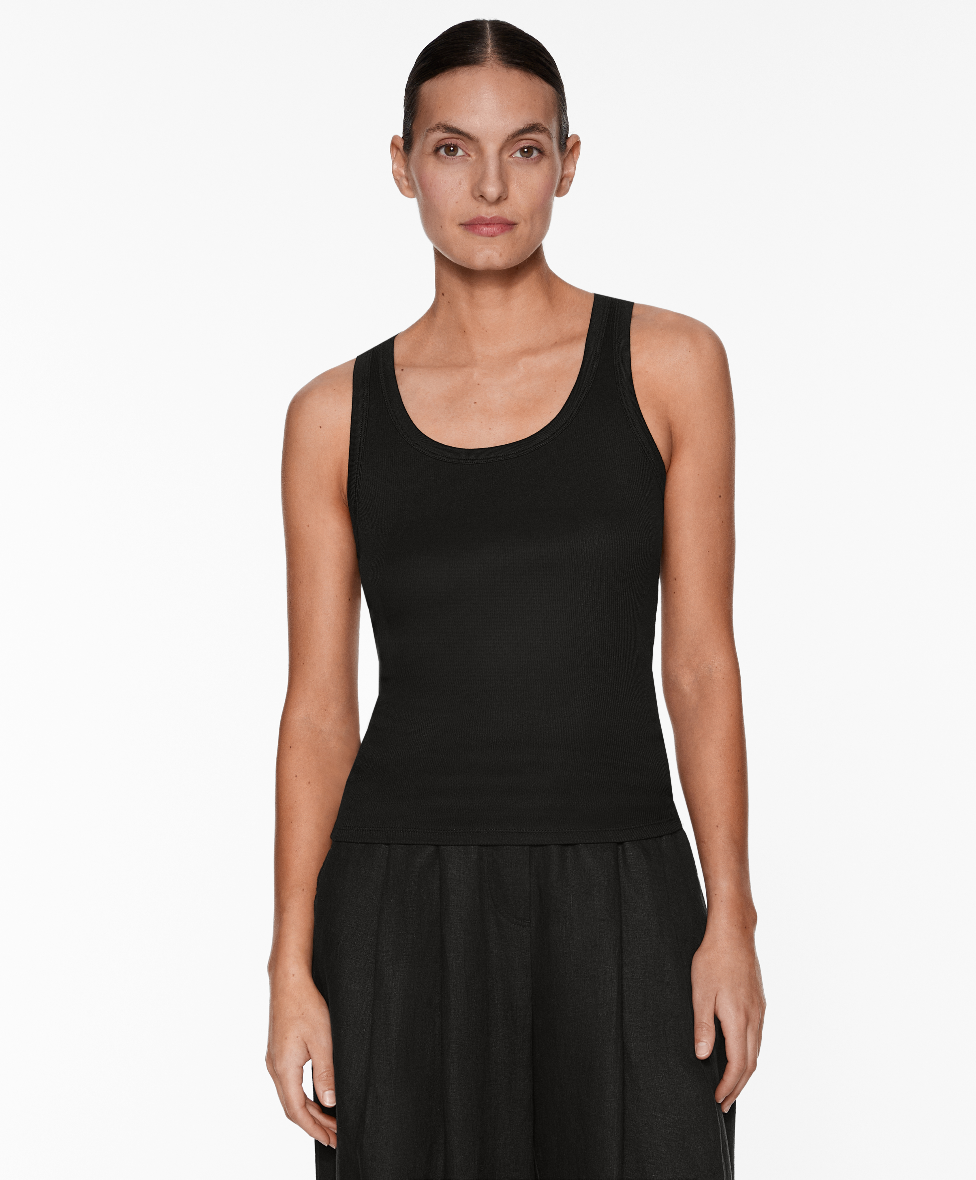 Rib vest top with cotton and modal