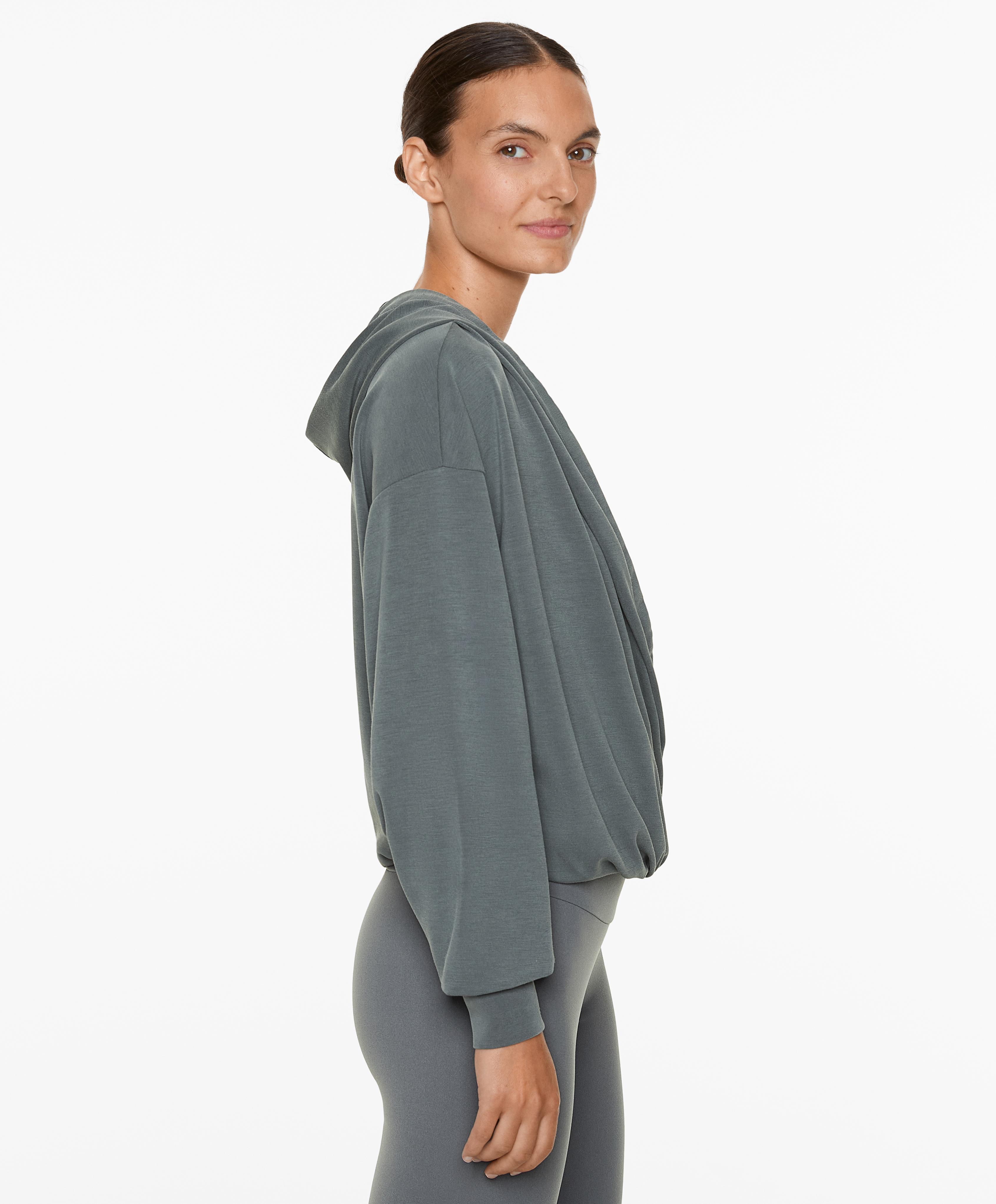 Hooded wrap sweatshirt with modal