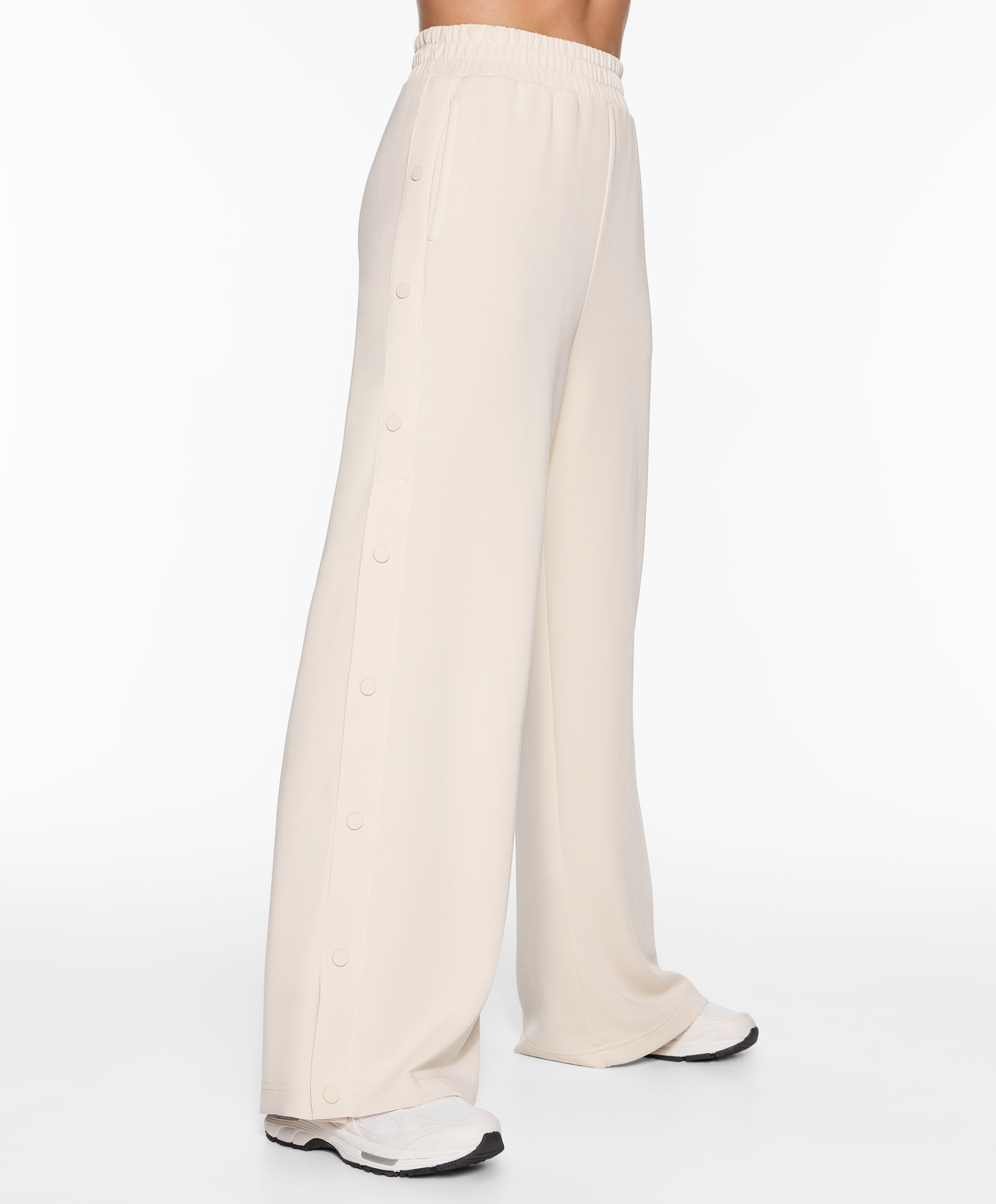 Soft-touch wide, straight-leg trousers with modal and buttons