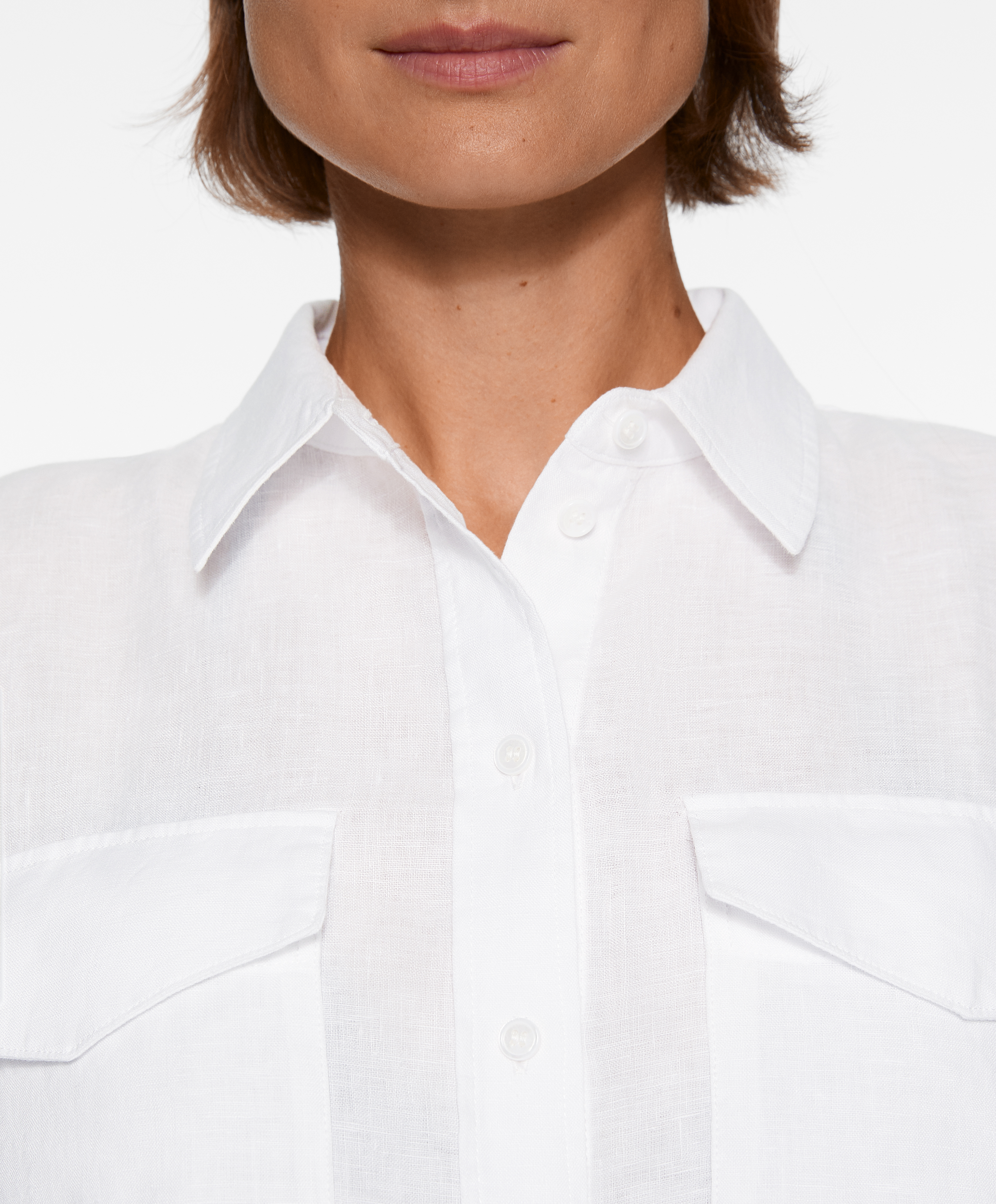 100% linen long-sleeved utility shirt