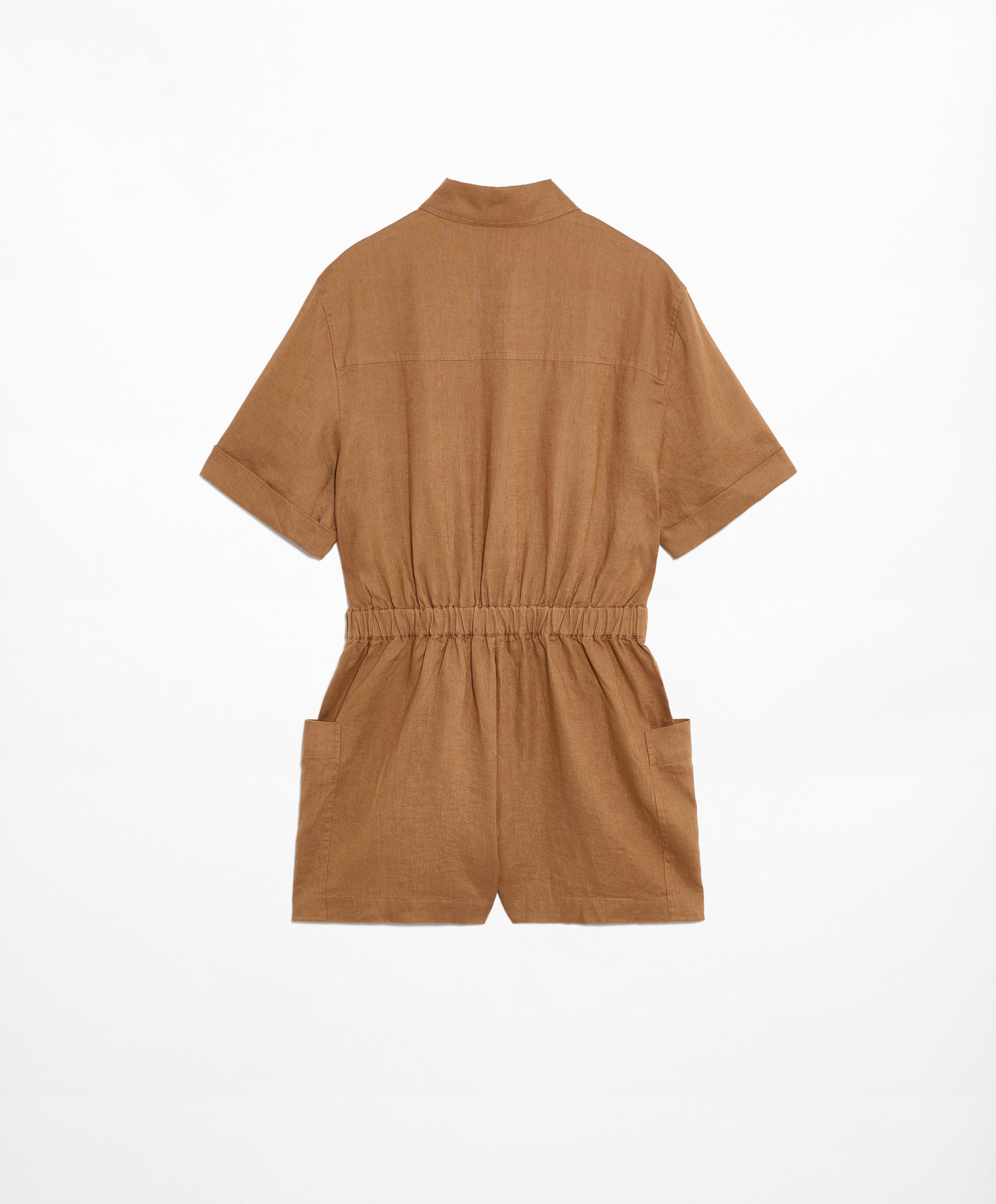 100% linen short jumpsuit with pockets
