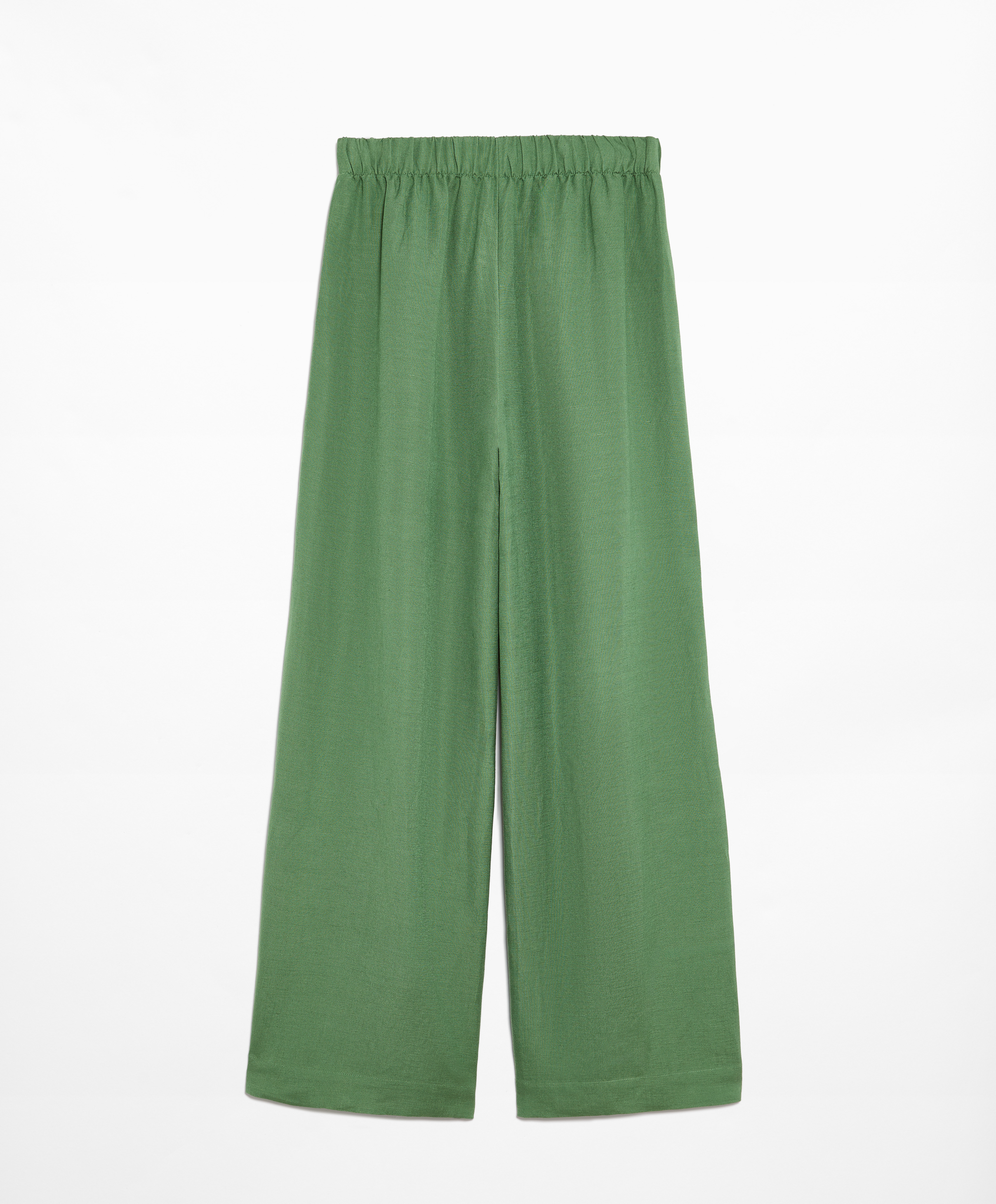 Trousers with linen appliqué along the sides