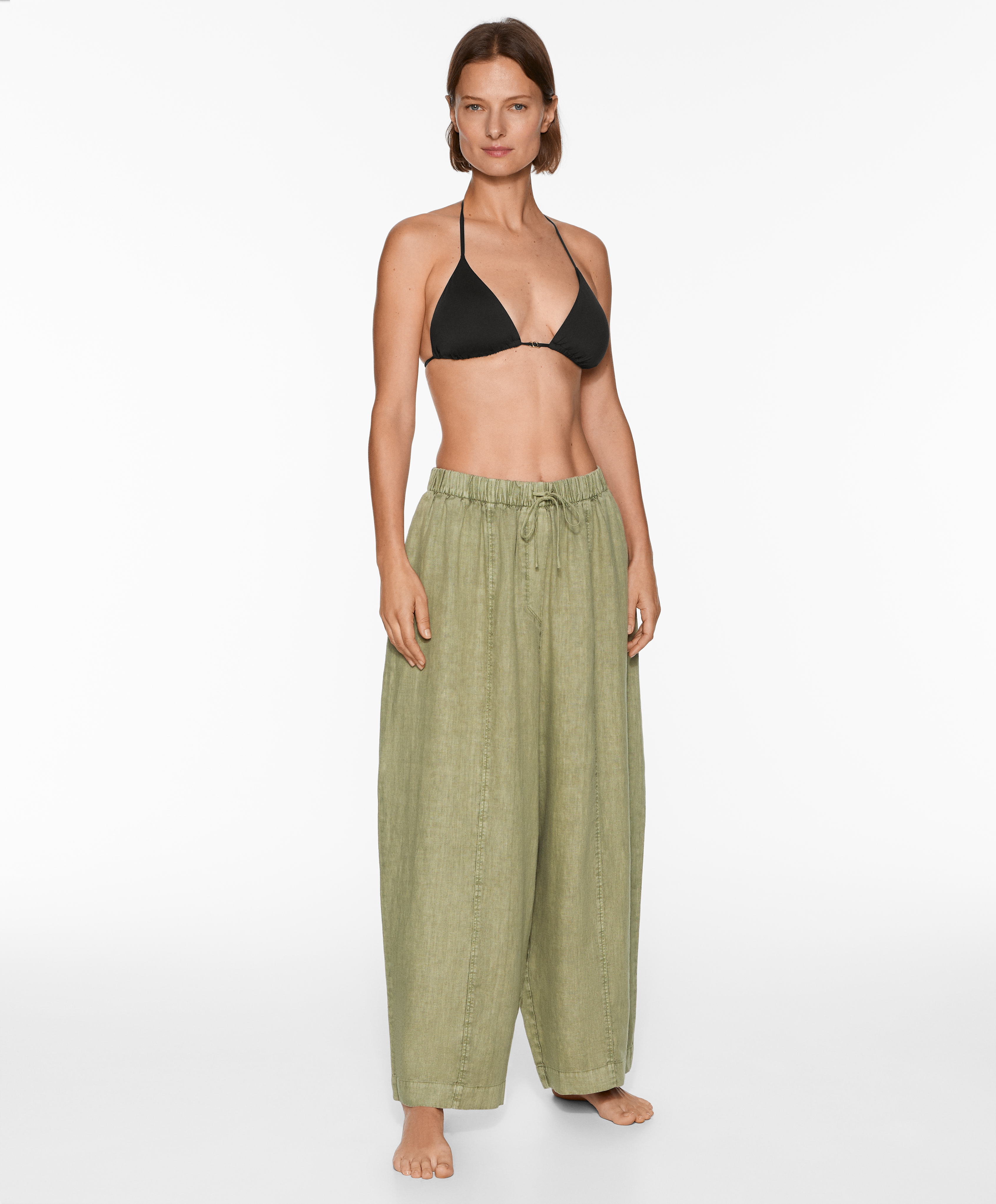 100% linen barrel trousers