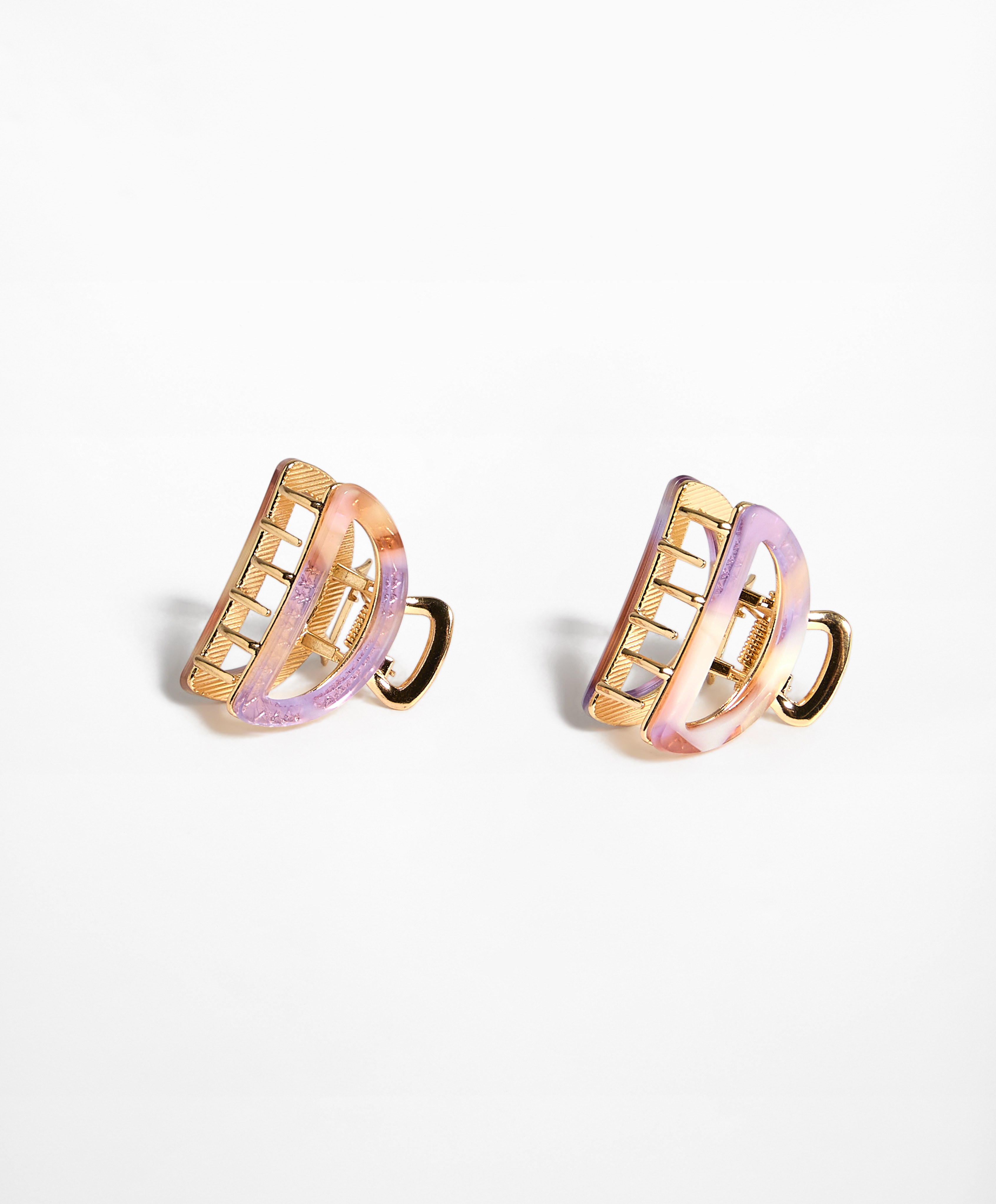 2 metallic mini hair clips