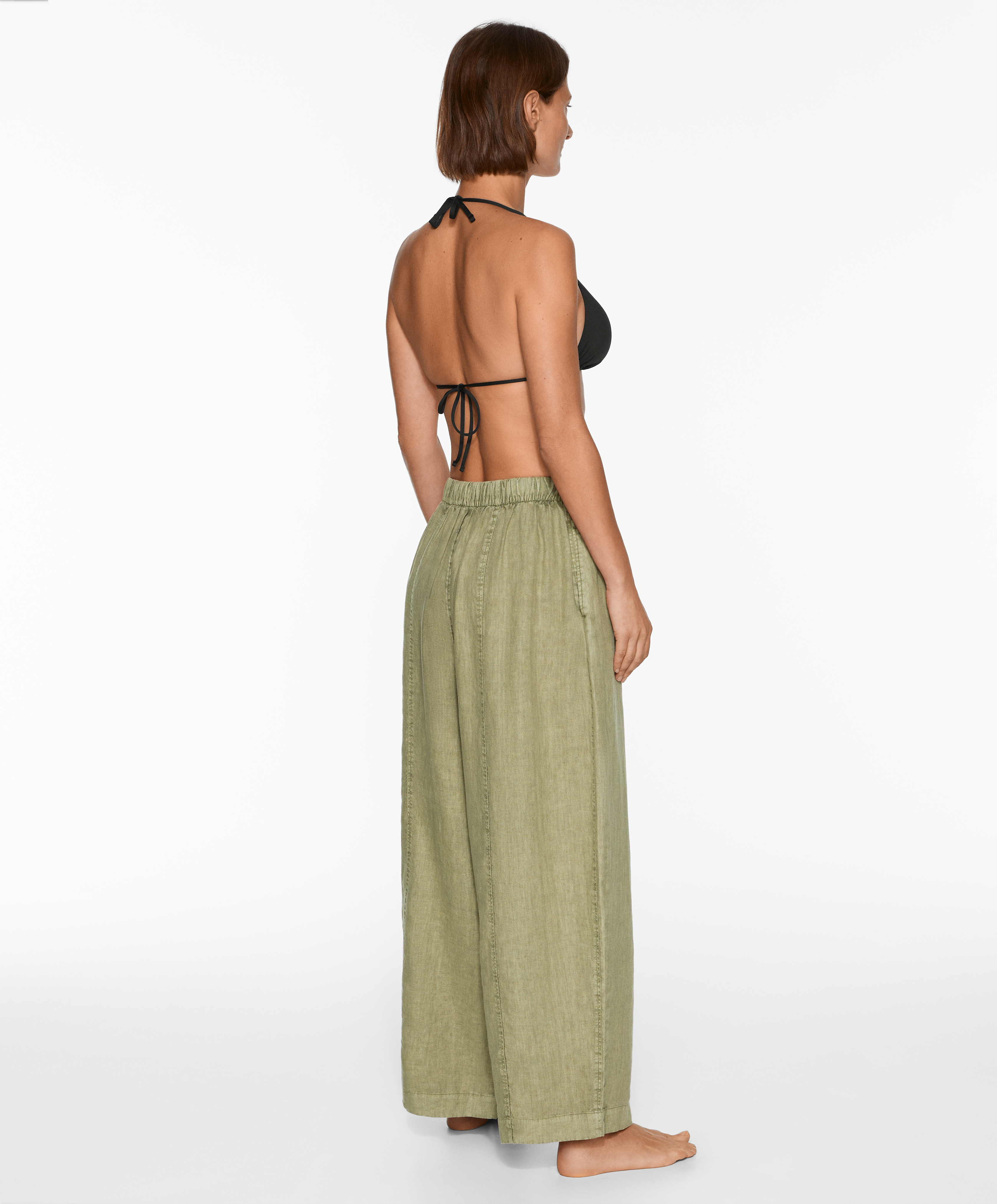 100% linen barrel trousers