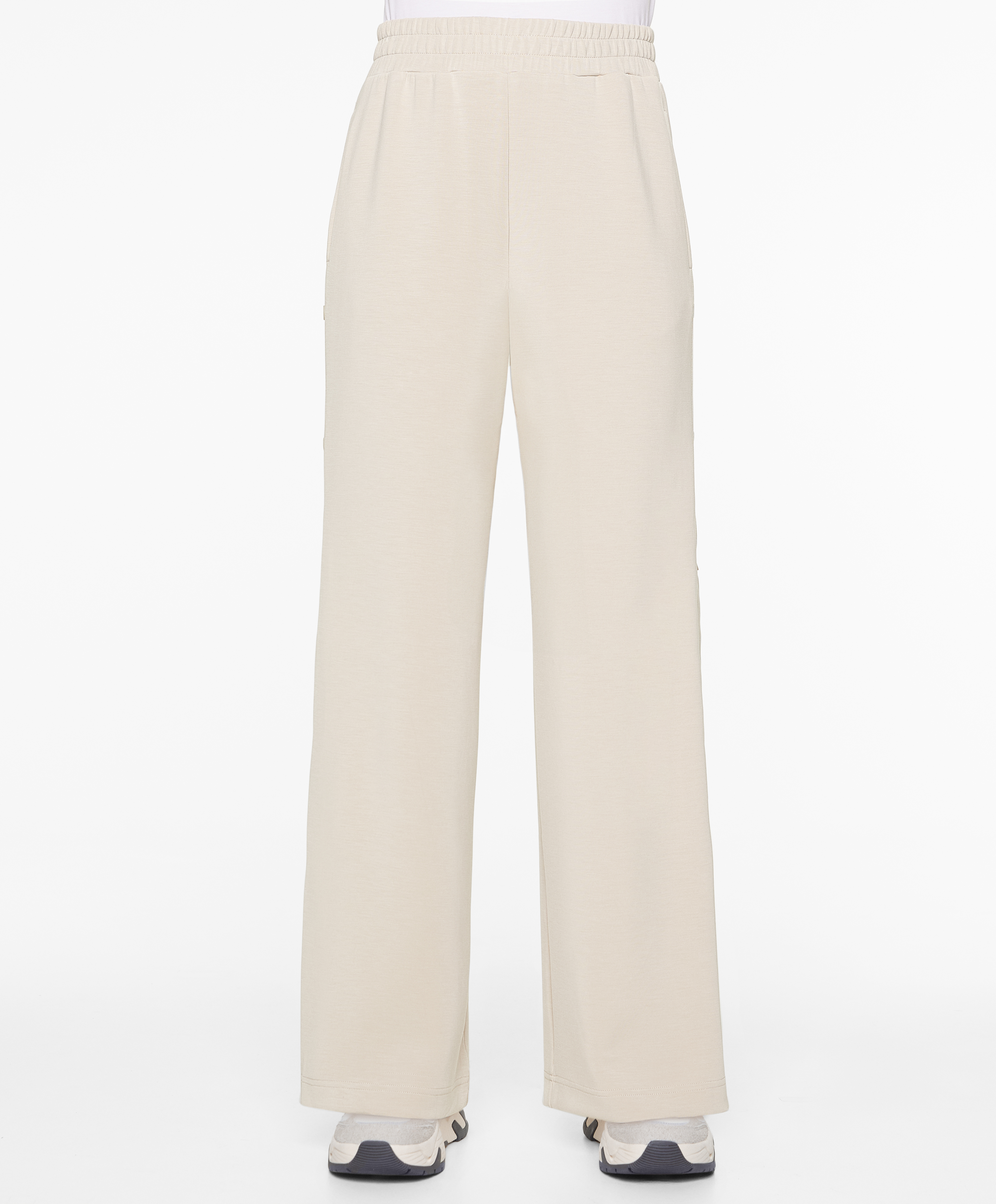 Soft-touch wide, straight-leg trousers with modal and buttons