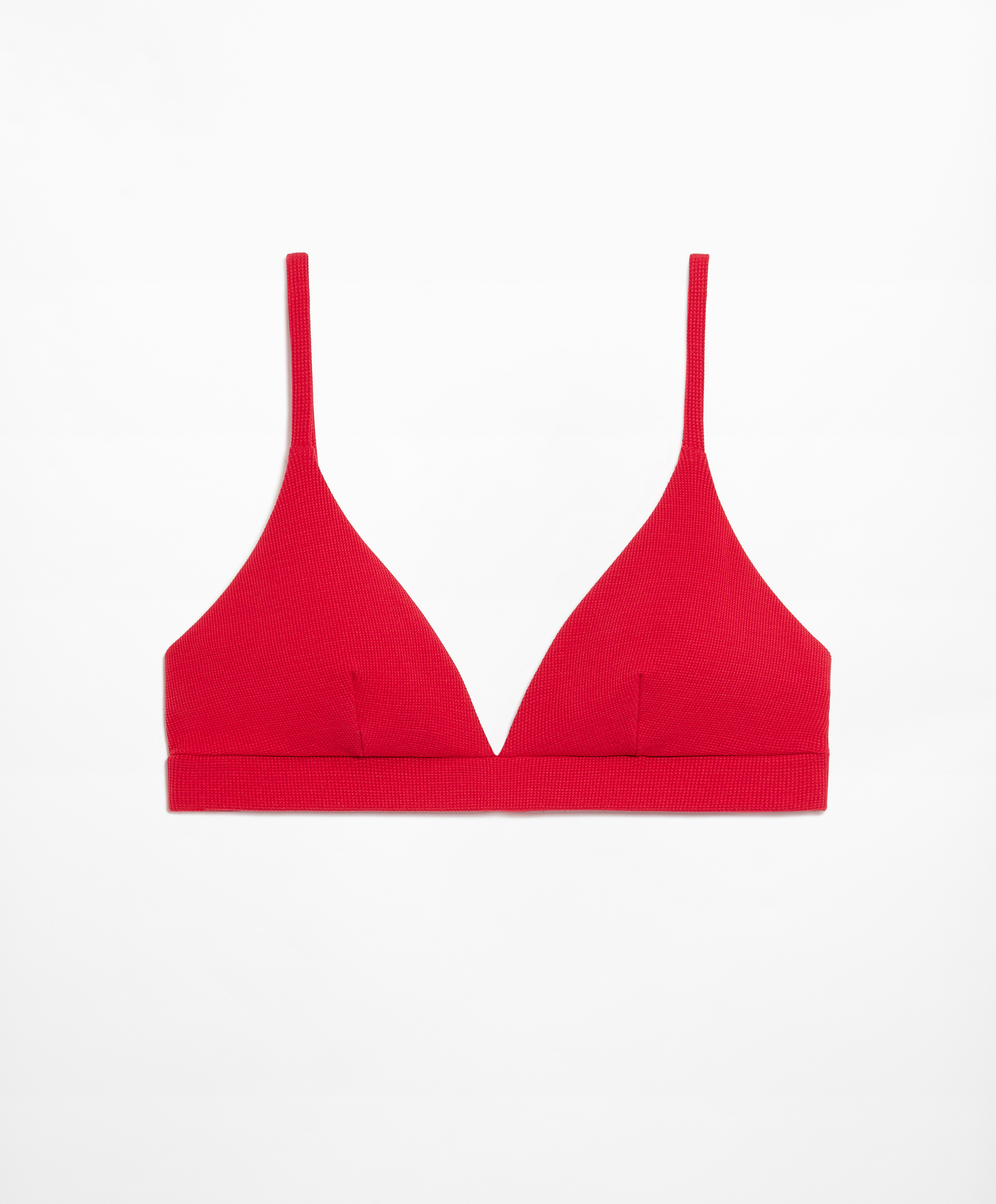 Piqué triangle bikini top