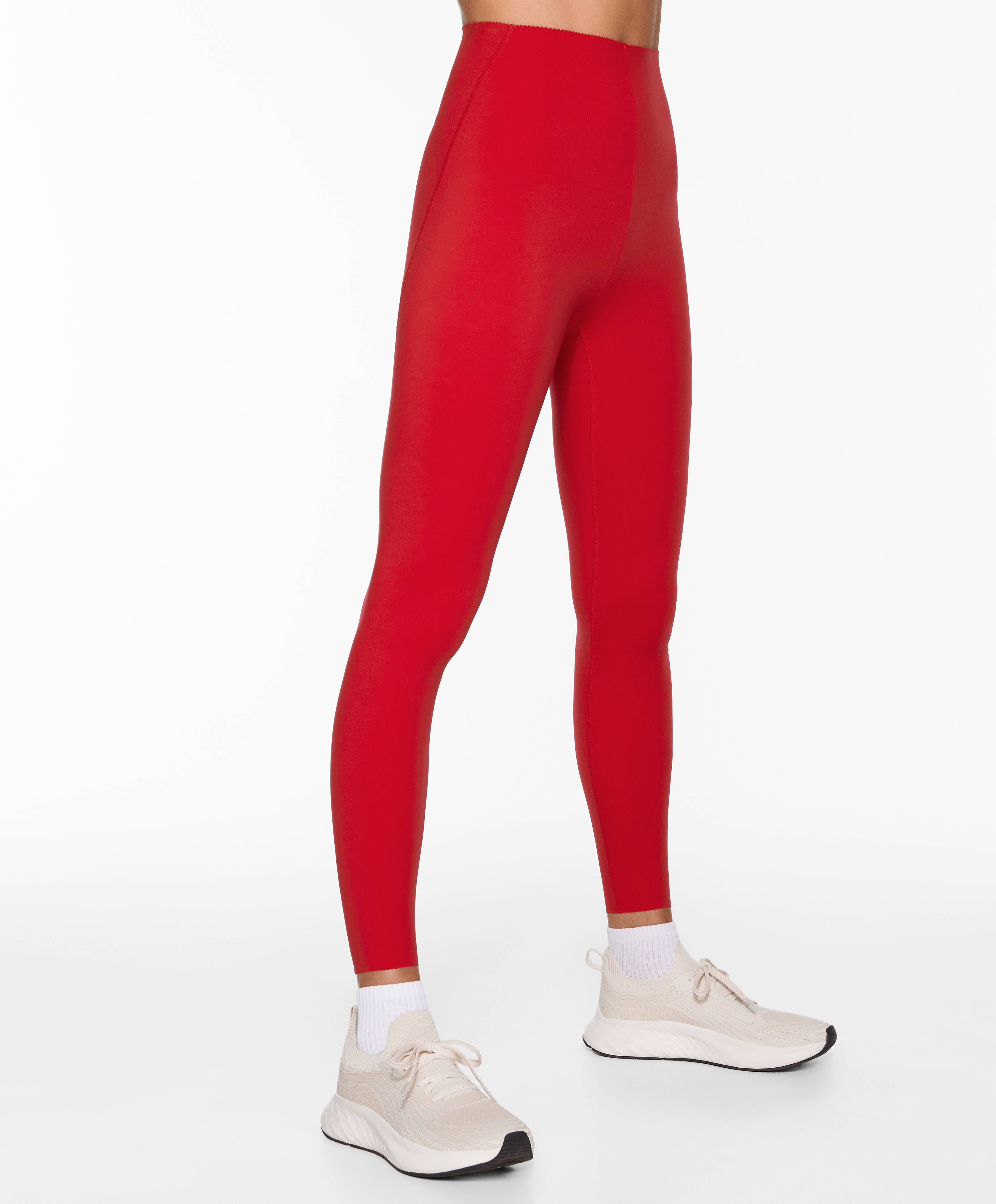 Compressive high-rise core-control ankle-length leggings
