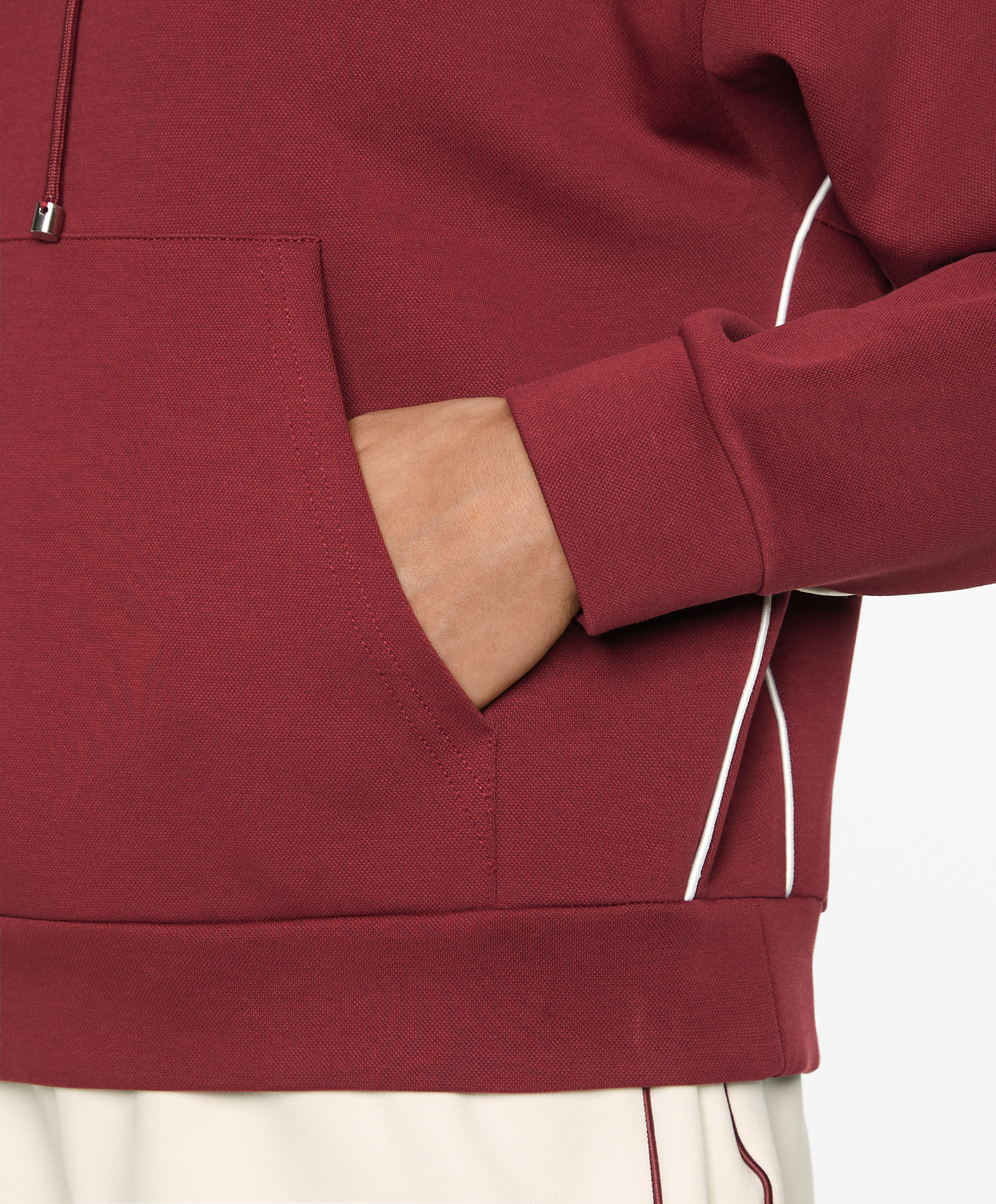 Cotton blend hoodie with piping