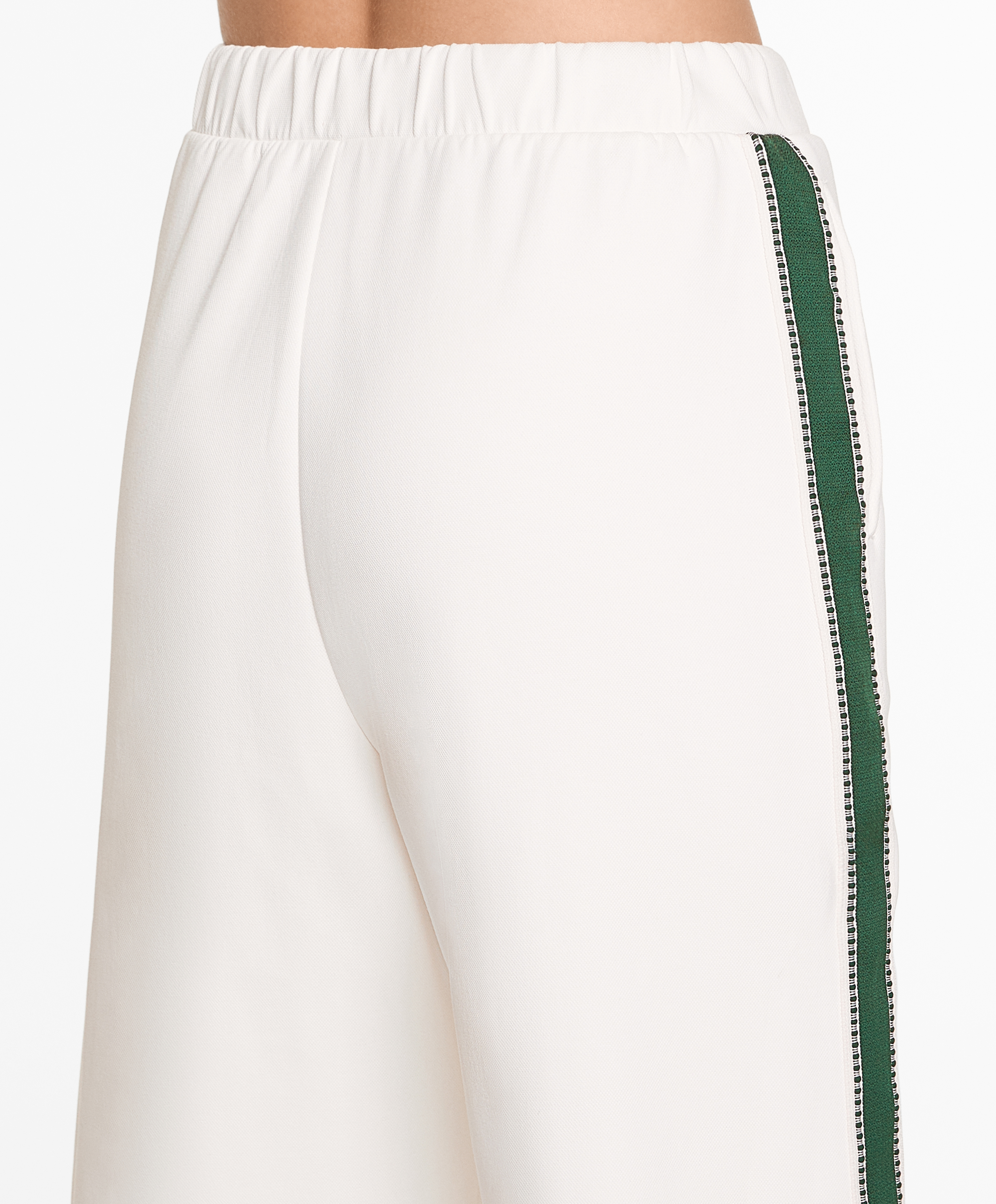 Cotton blend piqué straight-leg trousers