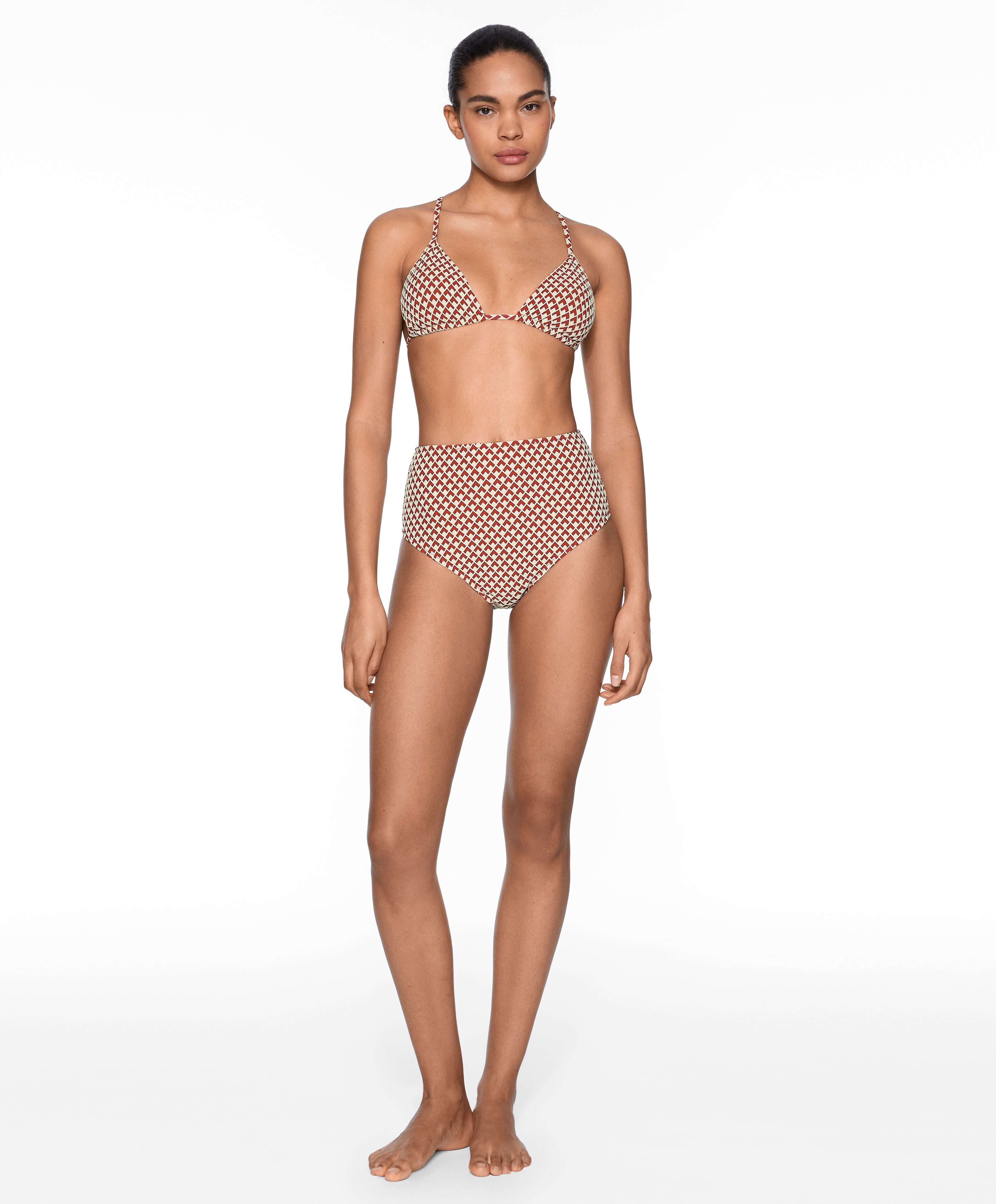 Geometric jacquard high-rise bikini briefs