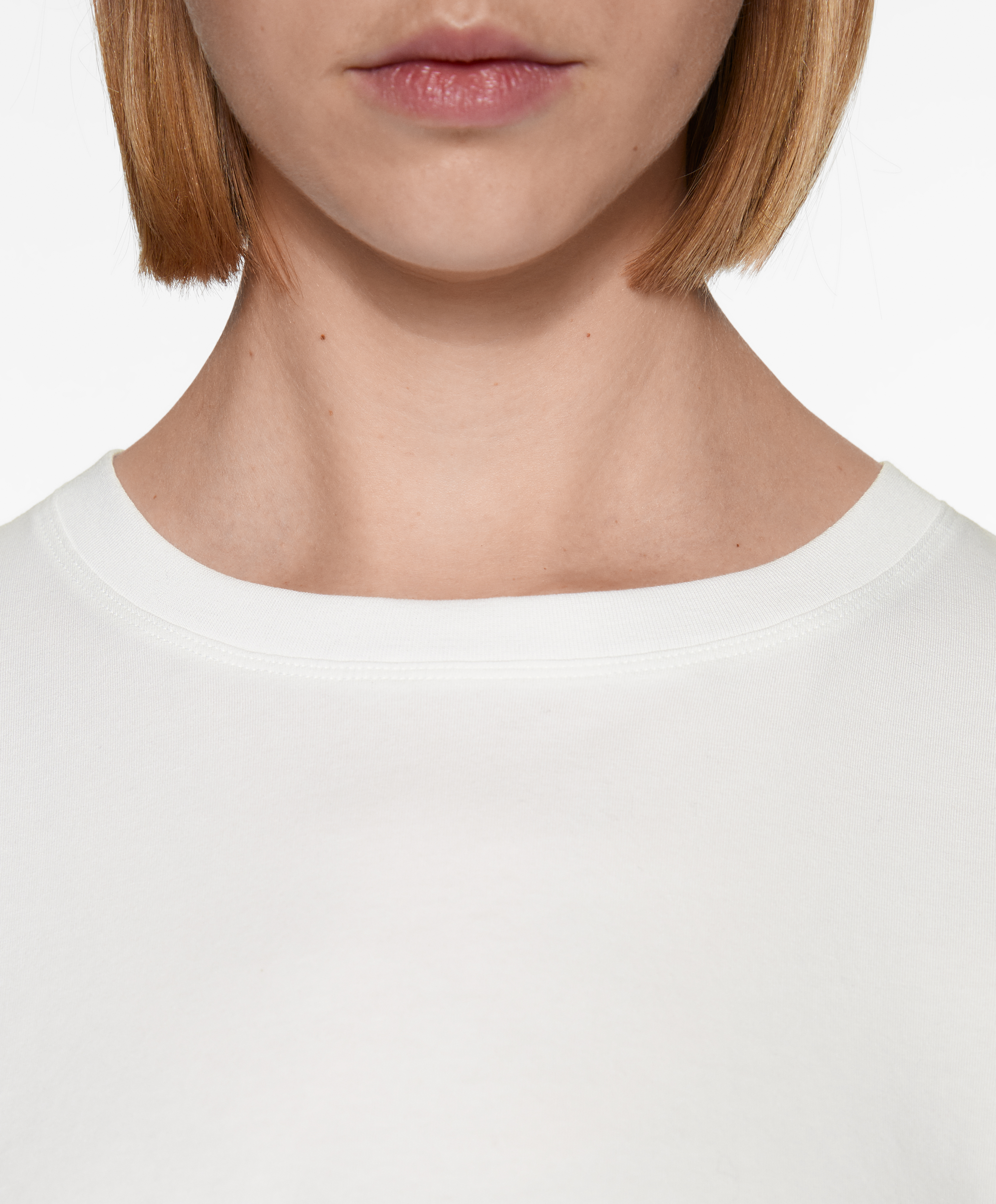 Cotton blend short-sleeved crop T-shirt