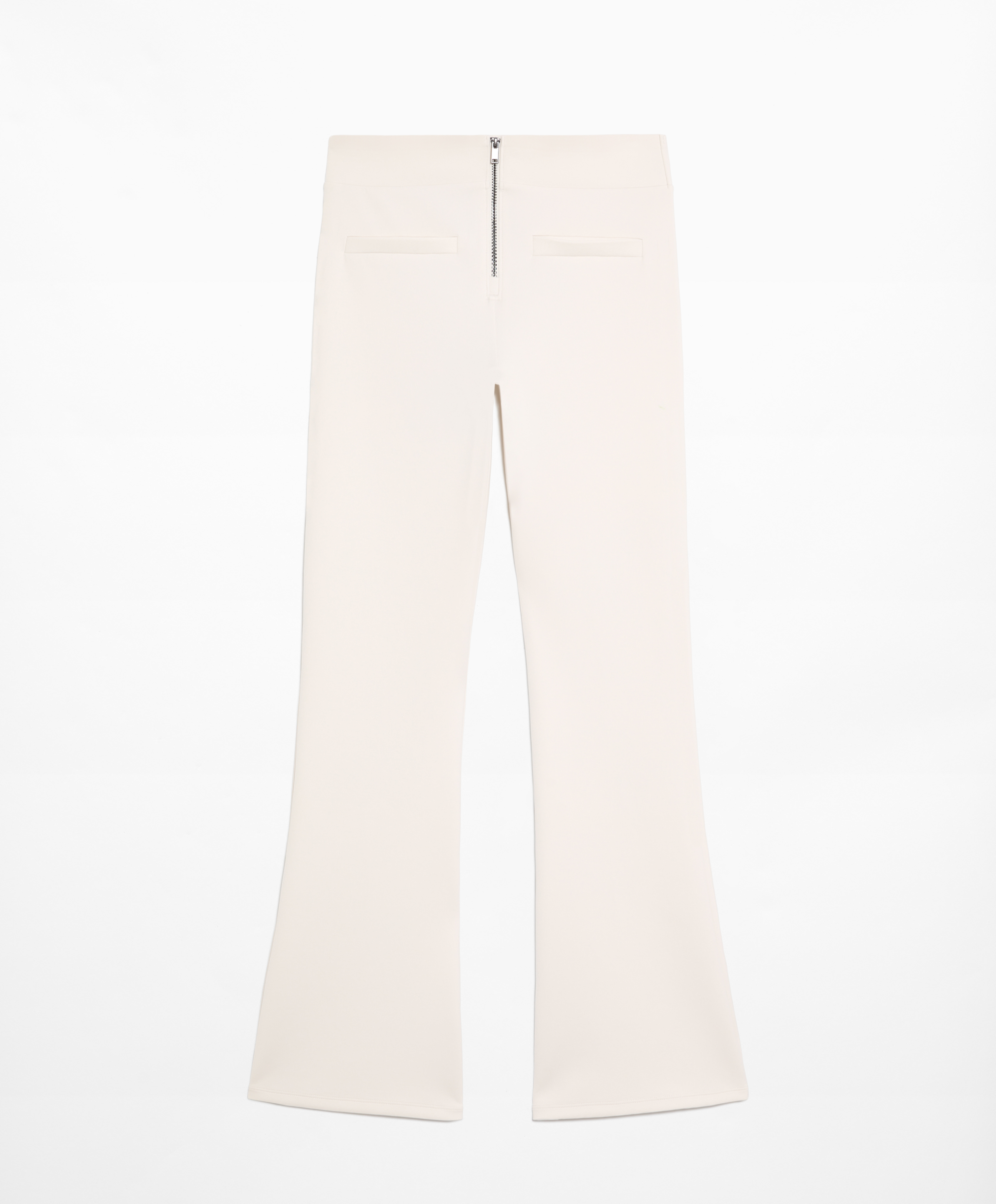 Neoprene-effect low-rise flare trousers