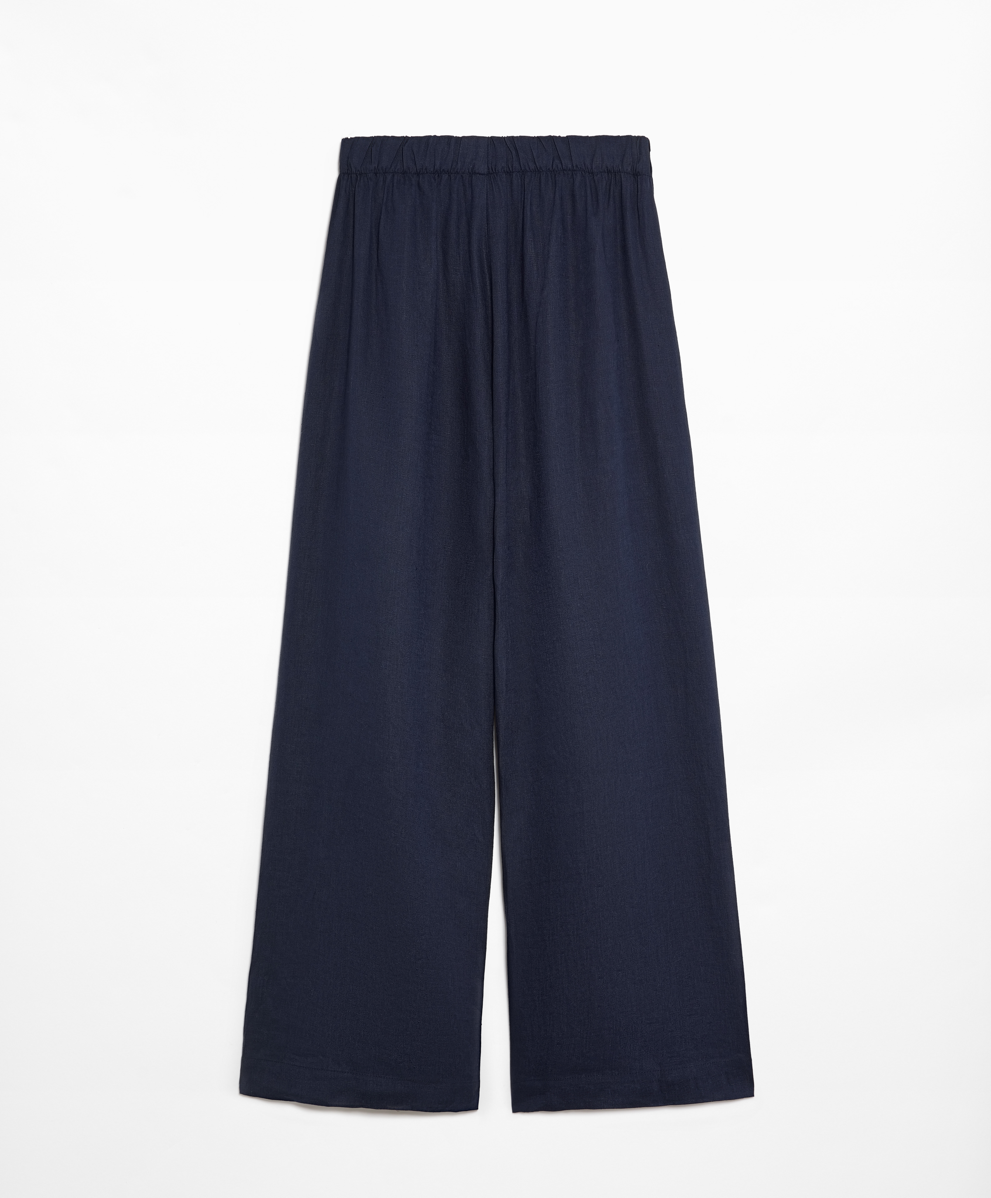 100% linen wide straight-leg trousers