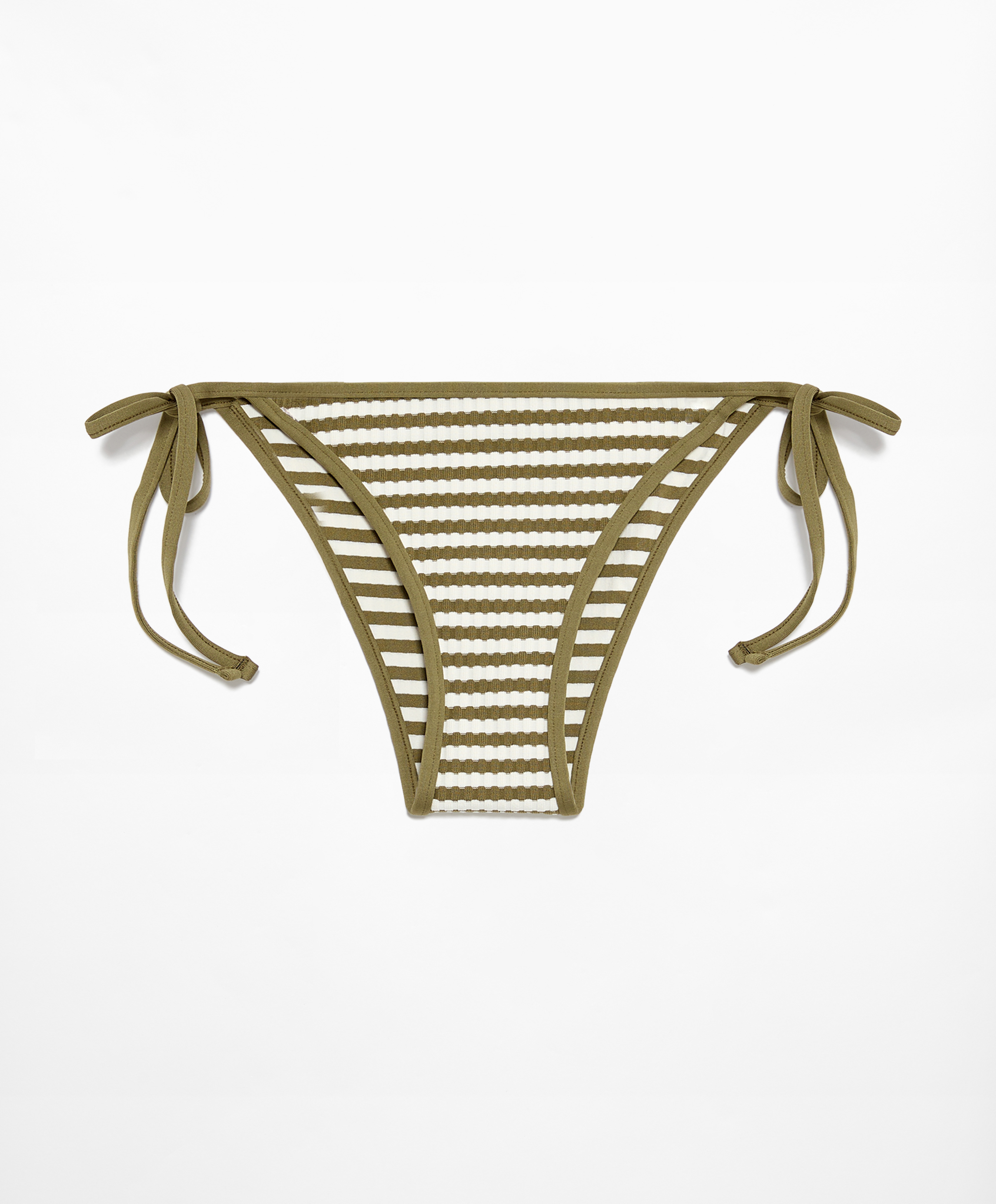 Textured stripe medium-coverage bikini briefs with ties