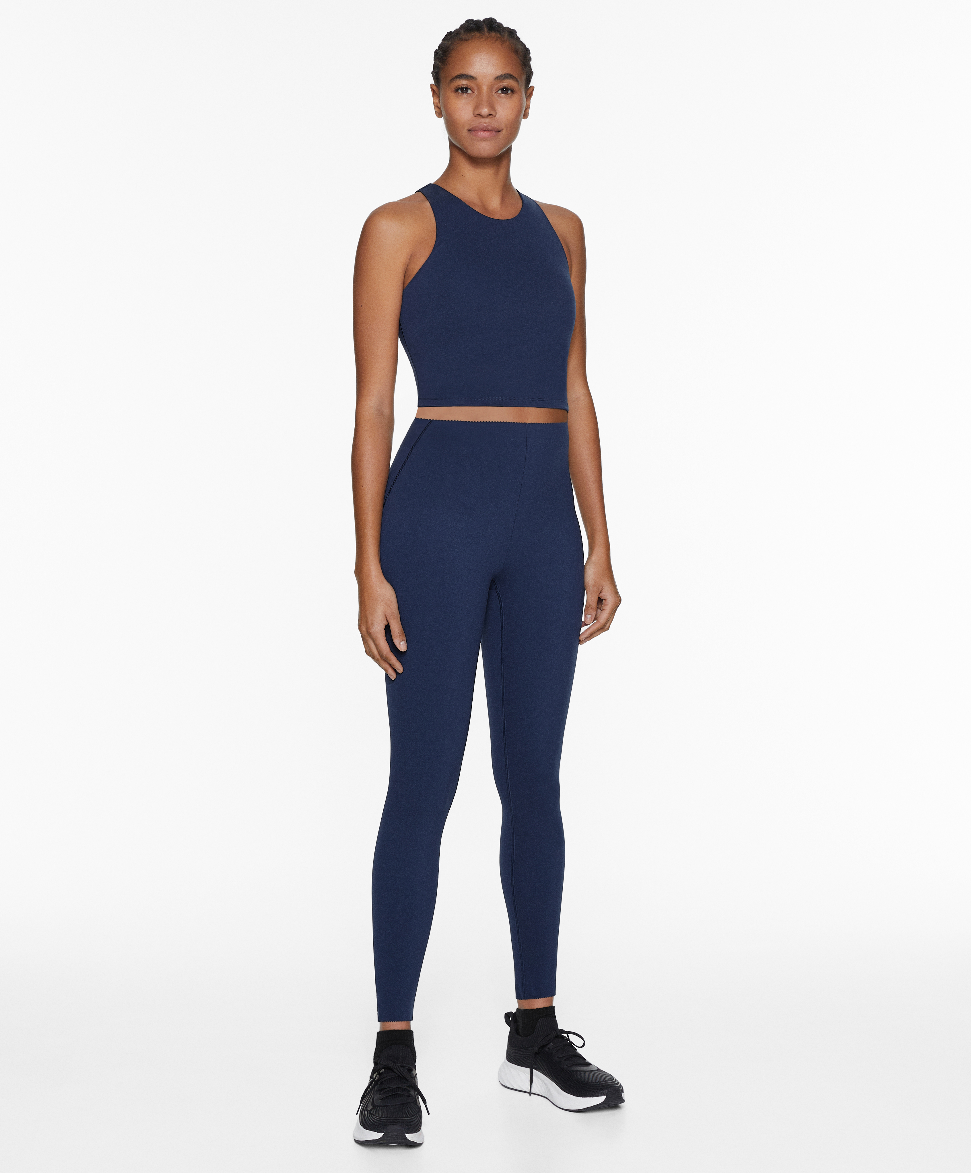 Compressive core control ankle-length leggings