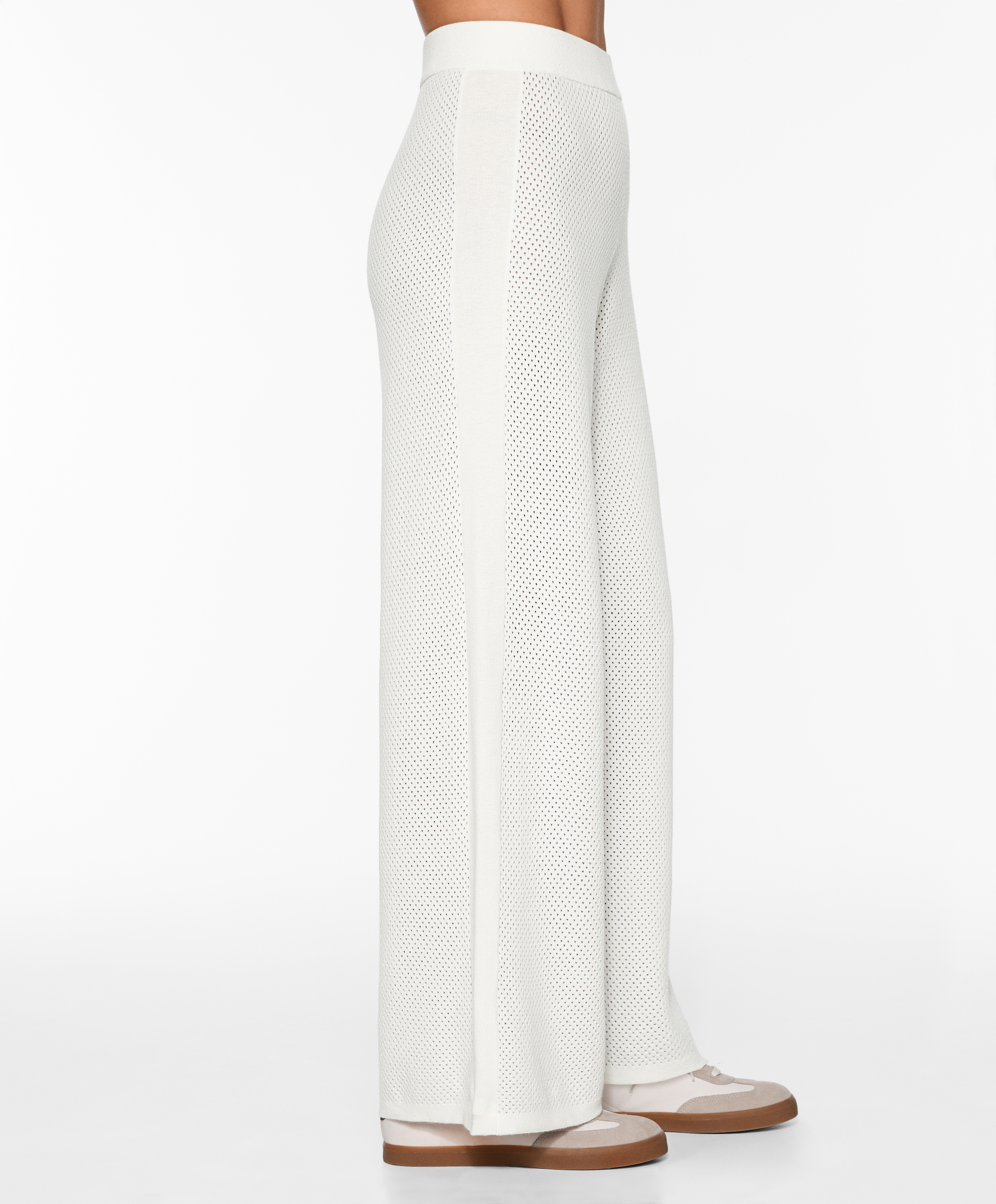 Openwork knit straight-leg trousers