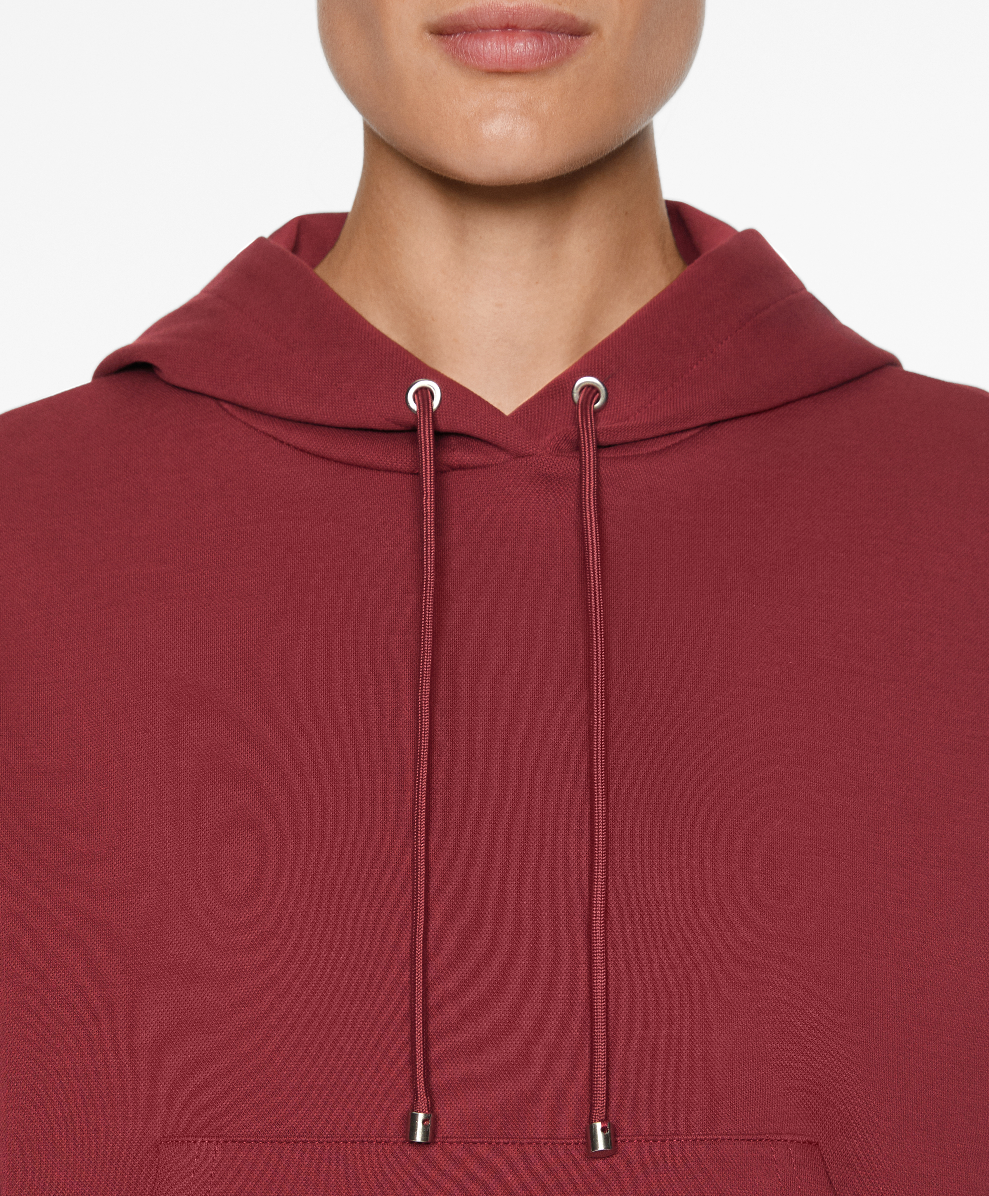 Cotton blend hoodie with piping