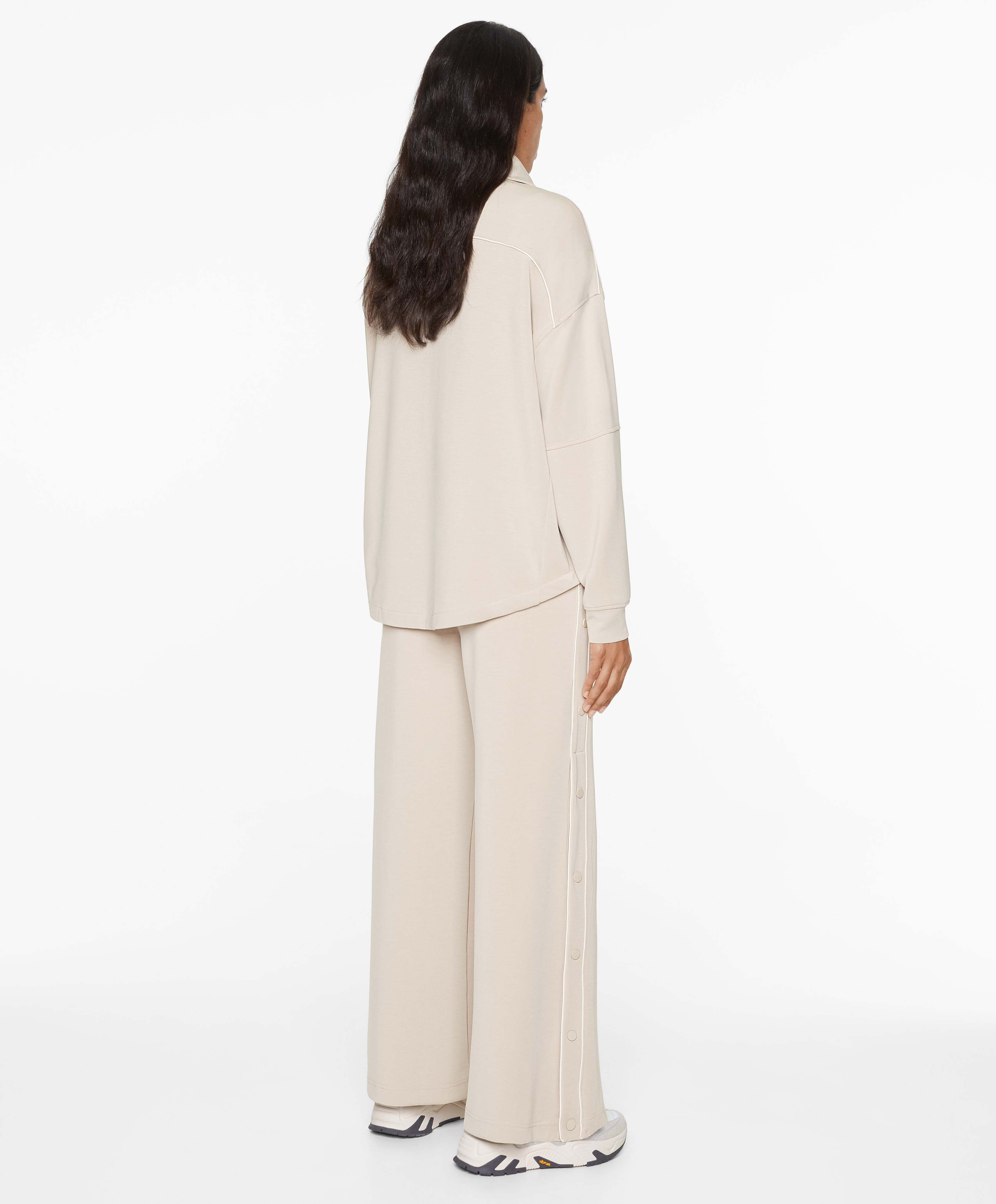 Soft-touch wide, straight-leg trousers with modal and buttons