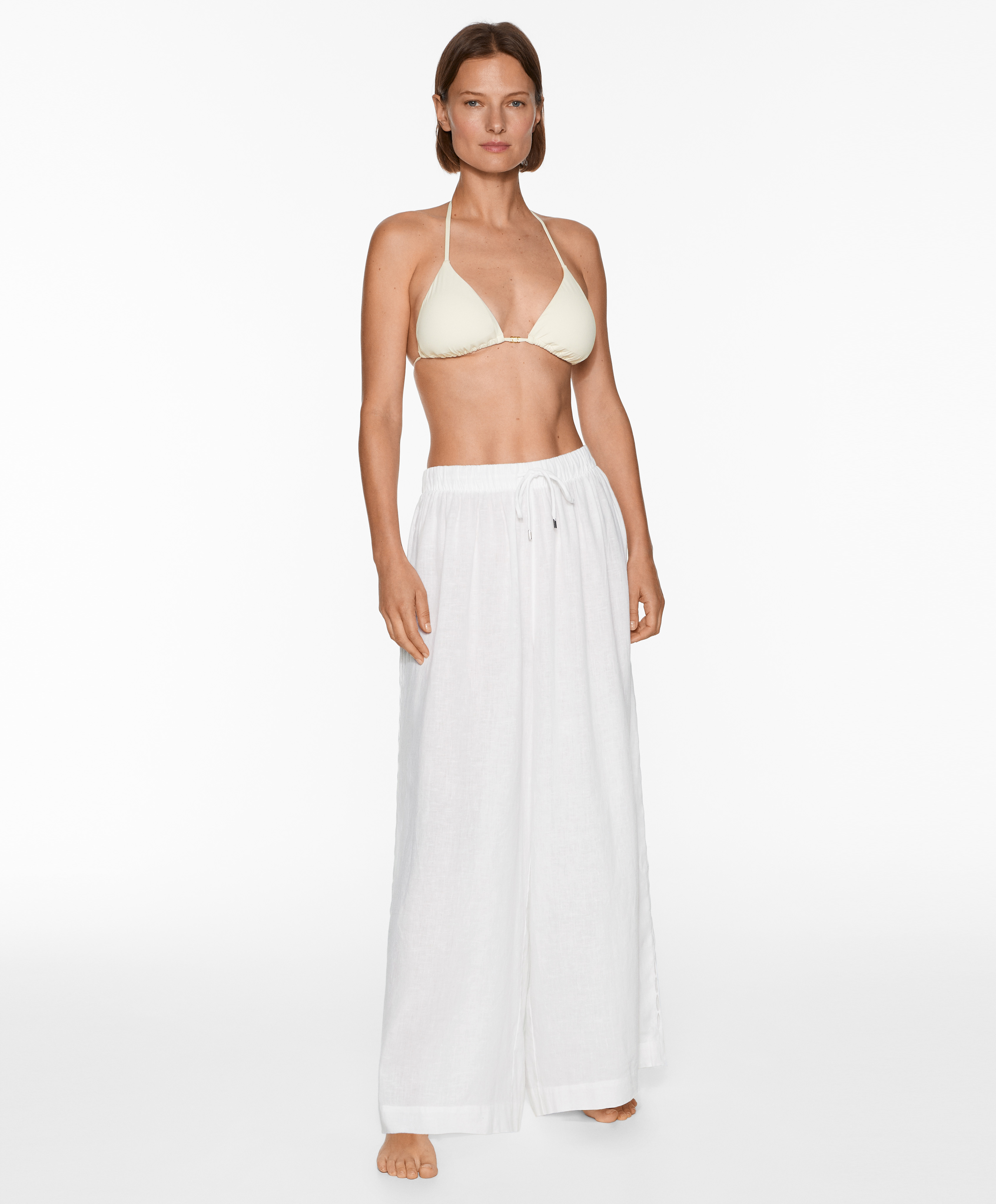 Straight cut 100% linen trousers