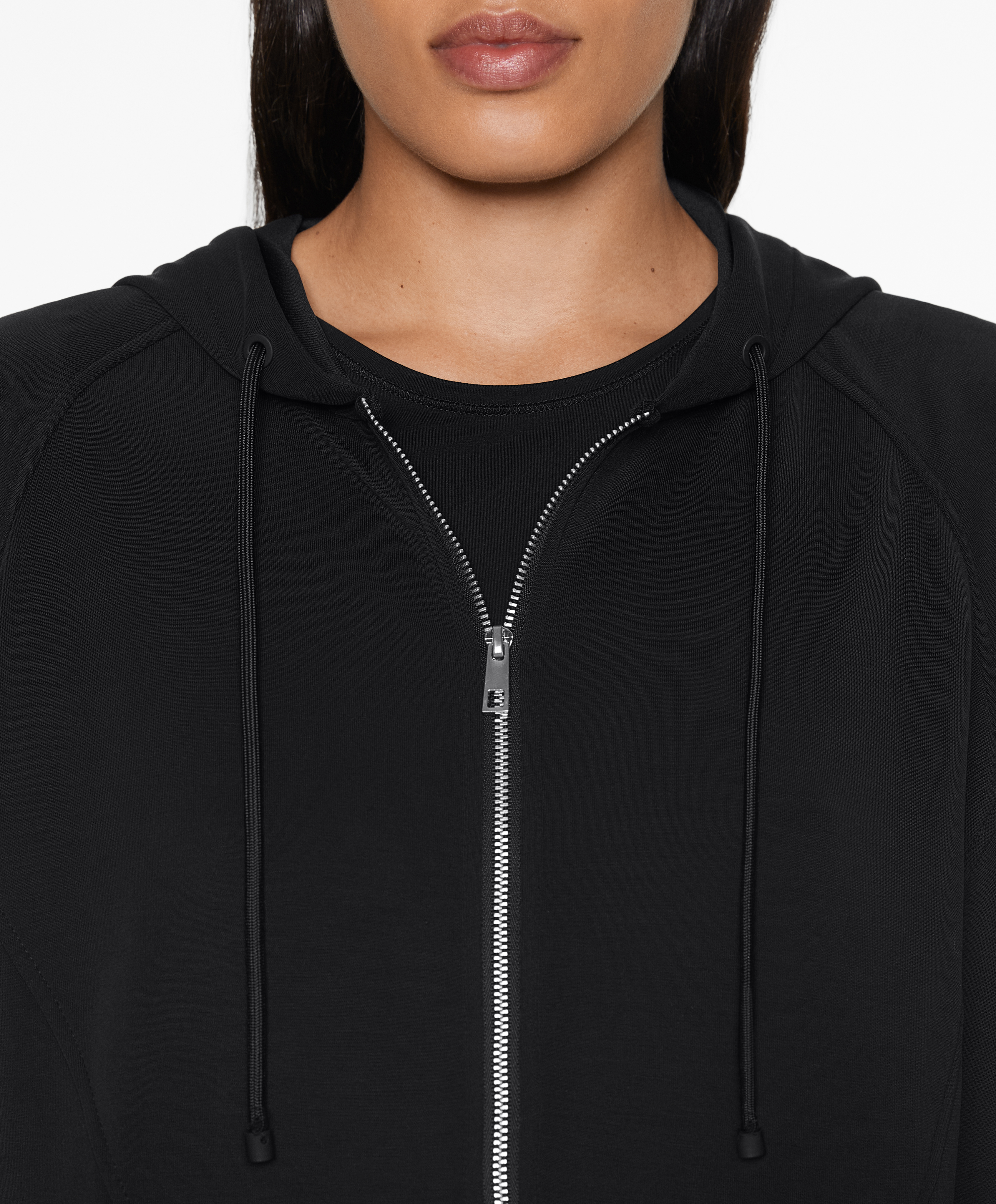 Knit hooded jacket with modal