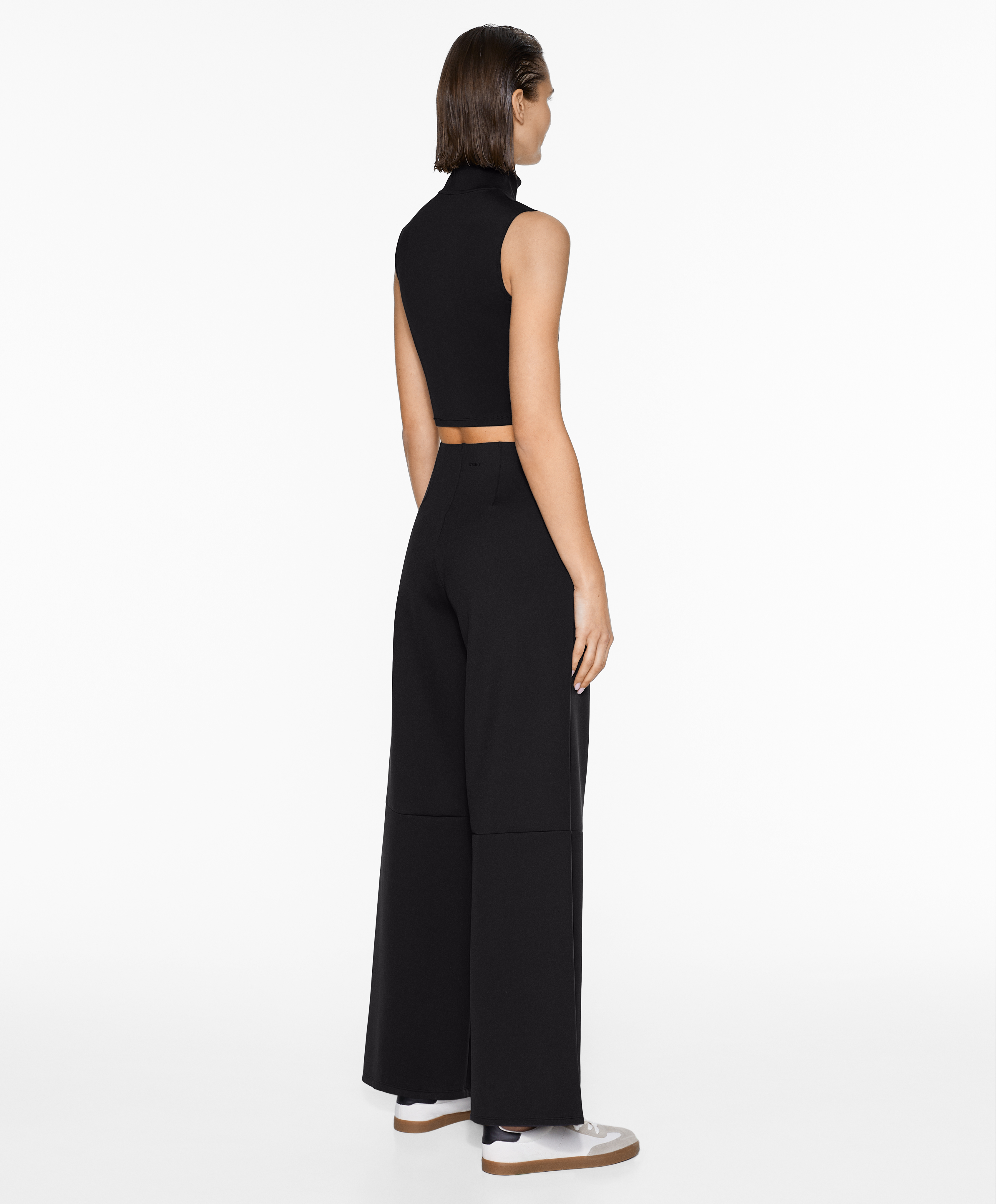 Neoprene-effect wide-leg trousers