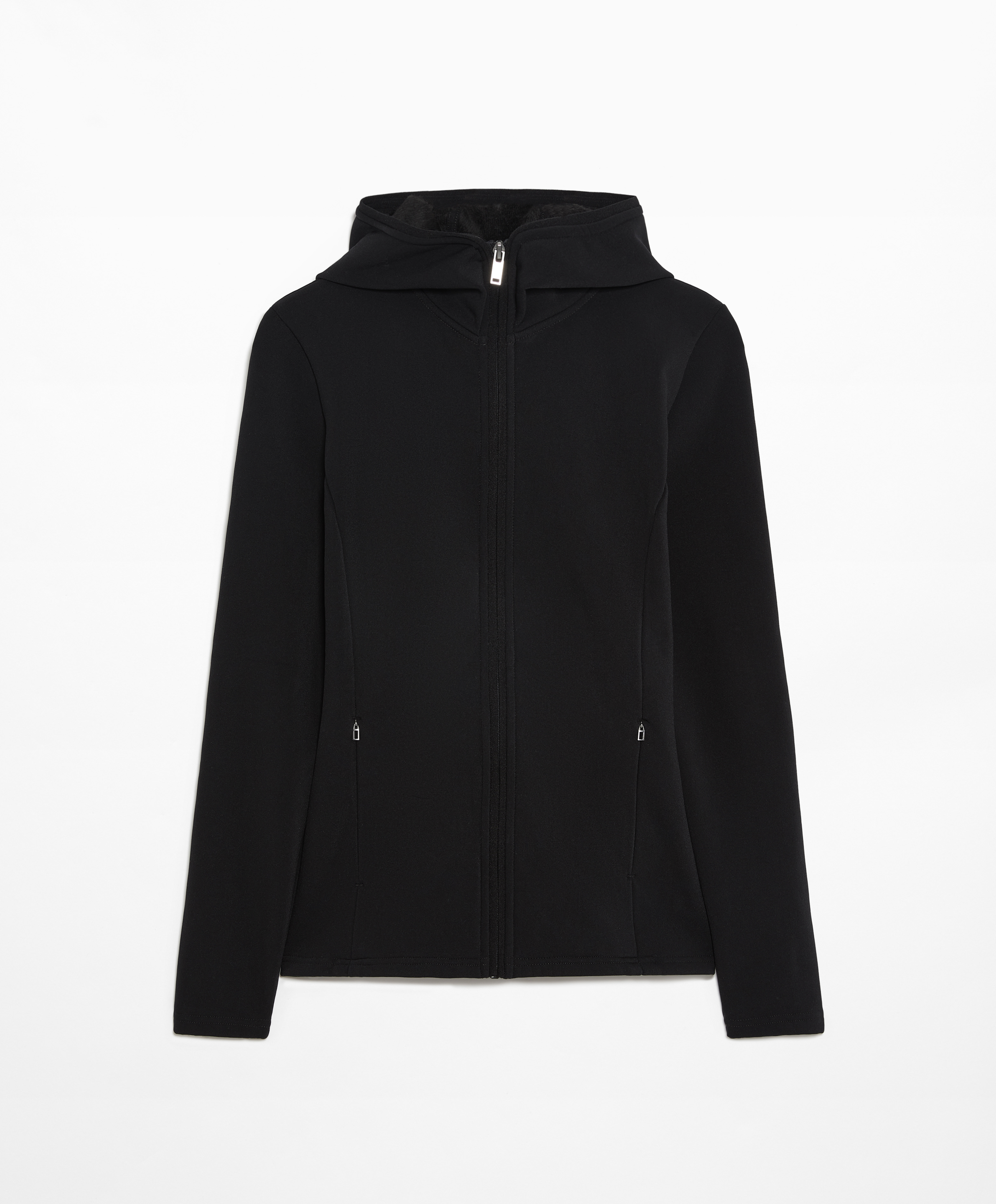 Super-extra-warm seamless hooded technical jacket