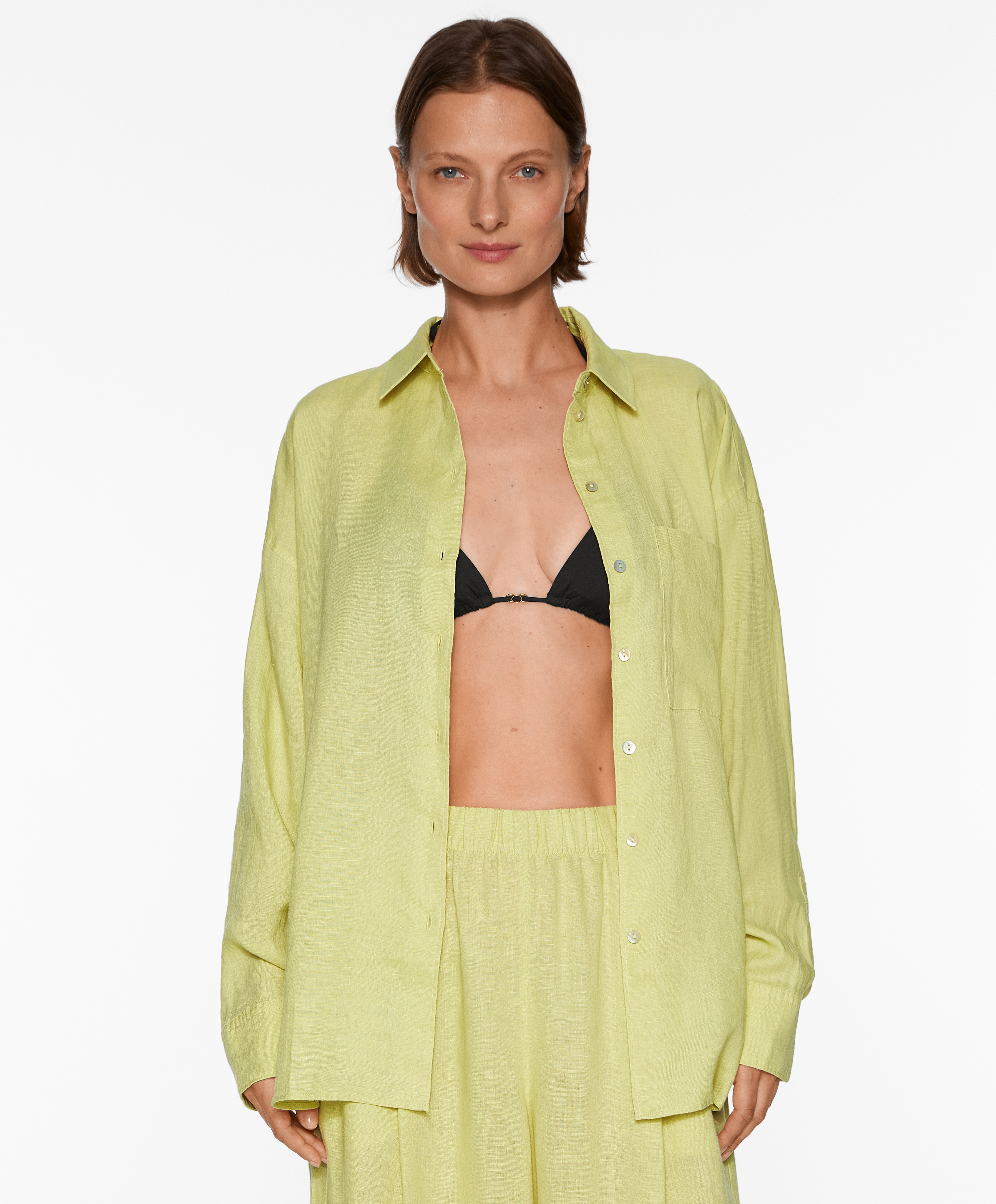 100% linen long-sleeved shirt