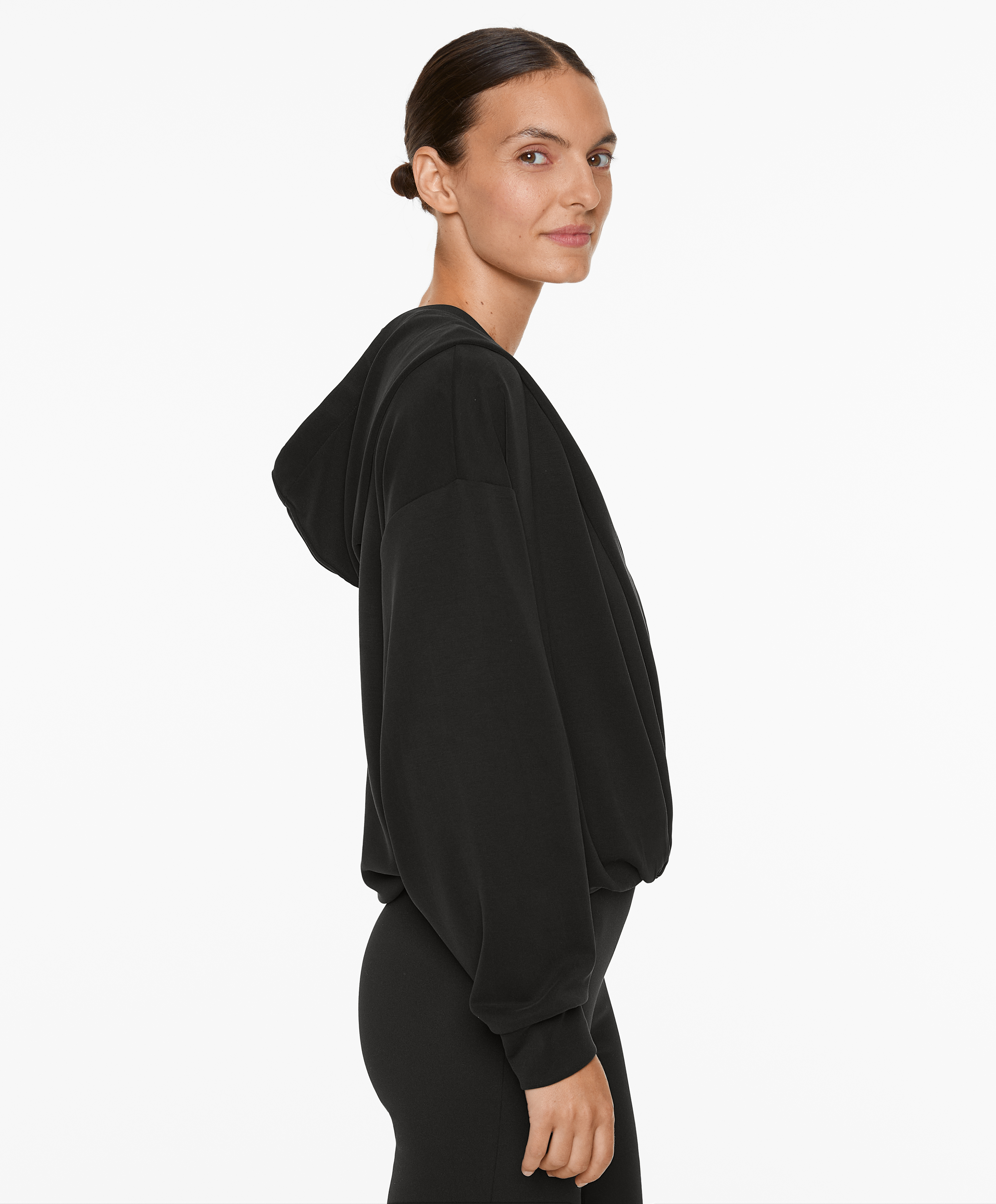 Hooded wrap sweatshirt with modal