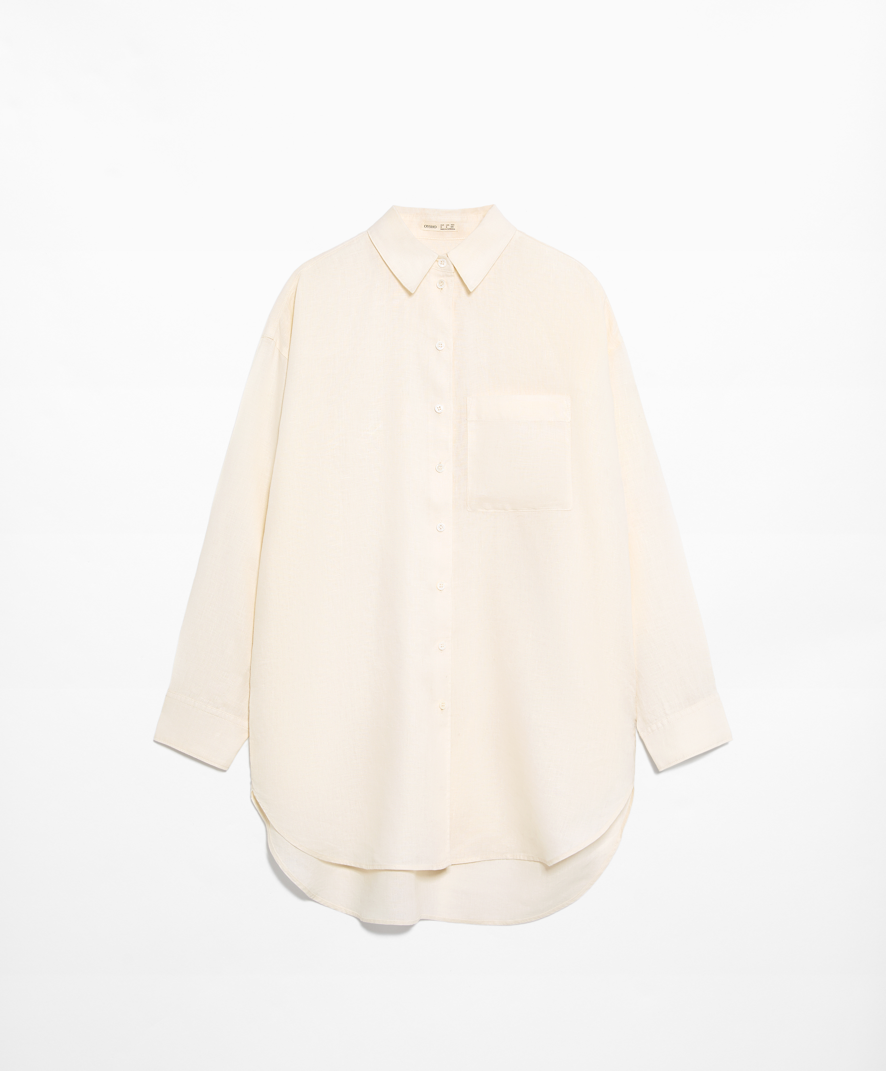 Oversize long-sleeved 100% linen shirt