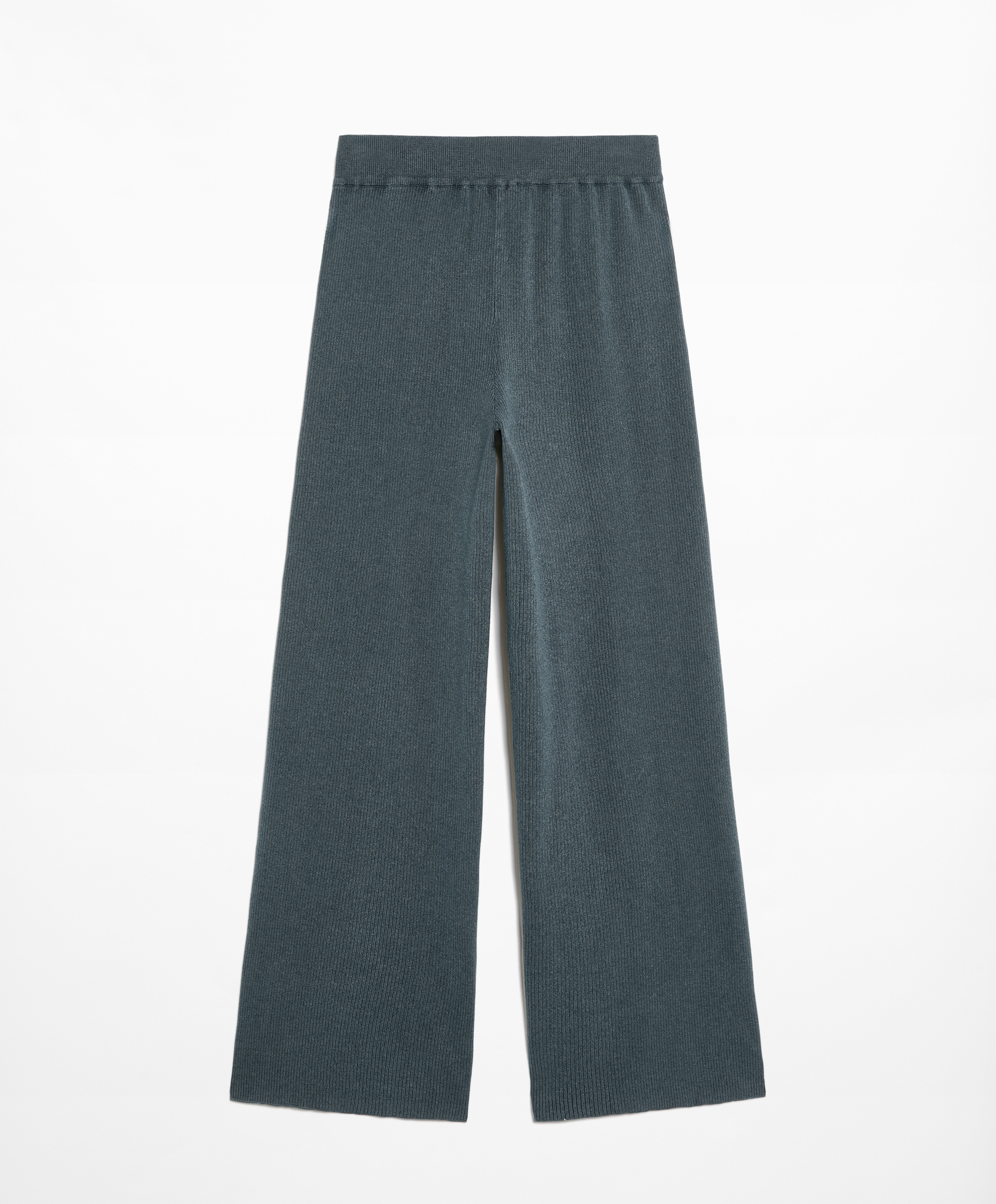 Rib-knit straight-leg trousers
