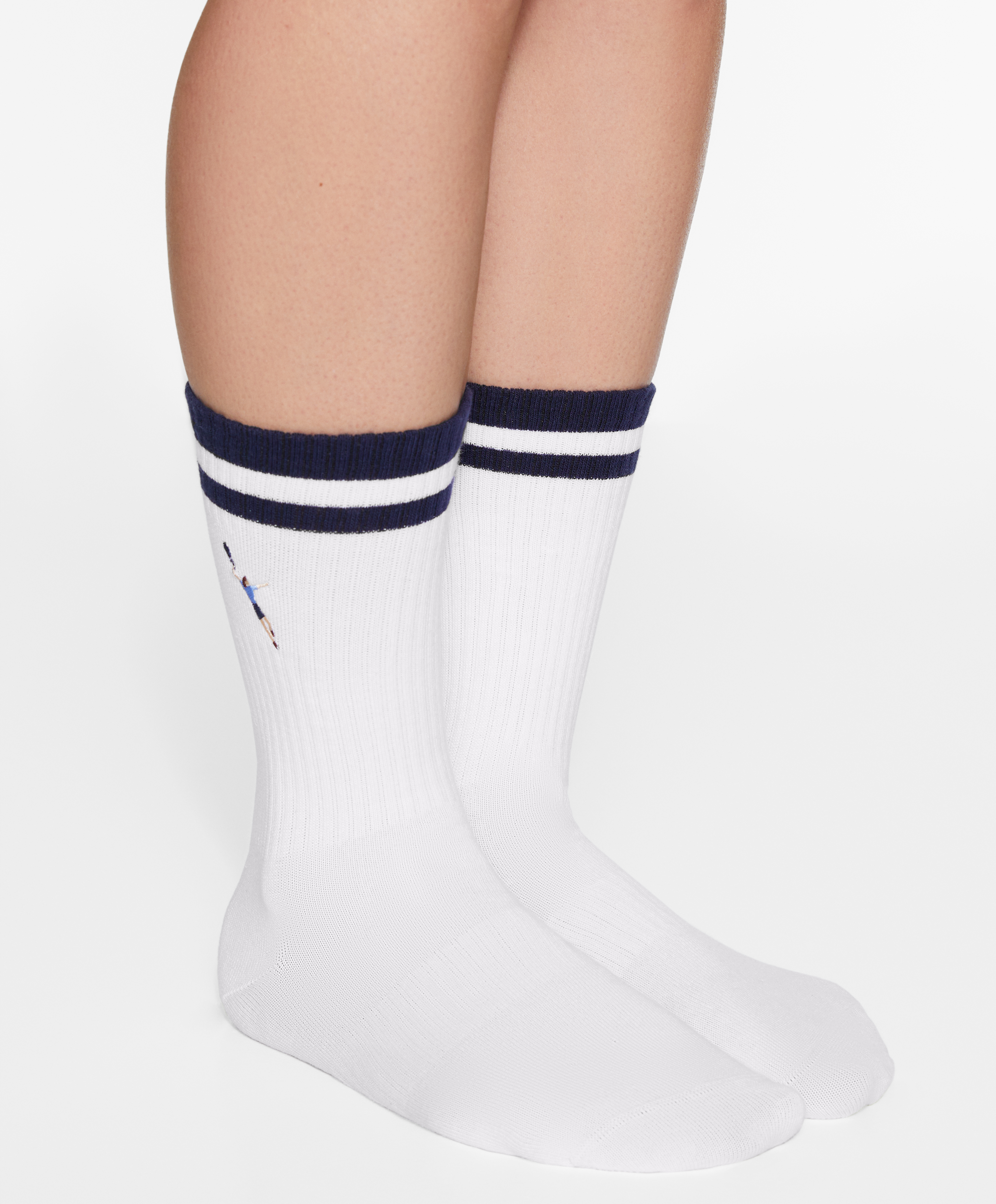Stripe tennis player classic sports socks in a rib cotton blend