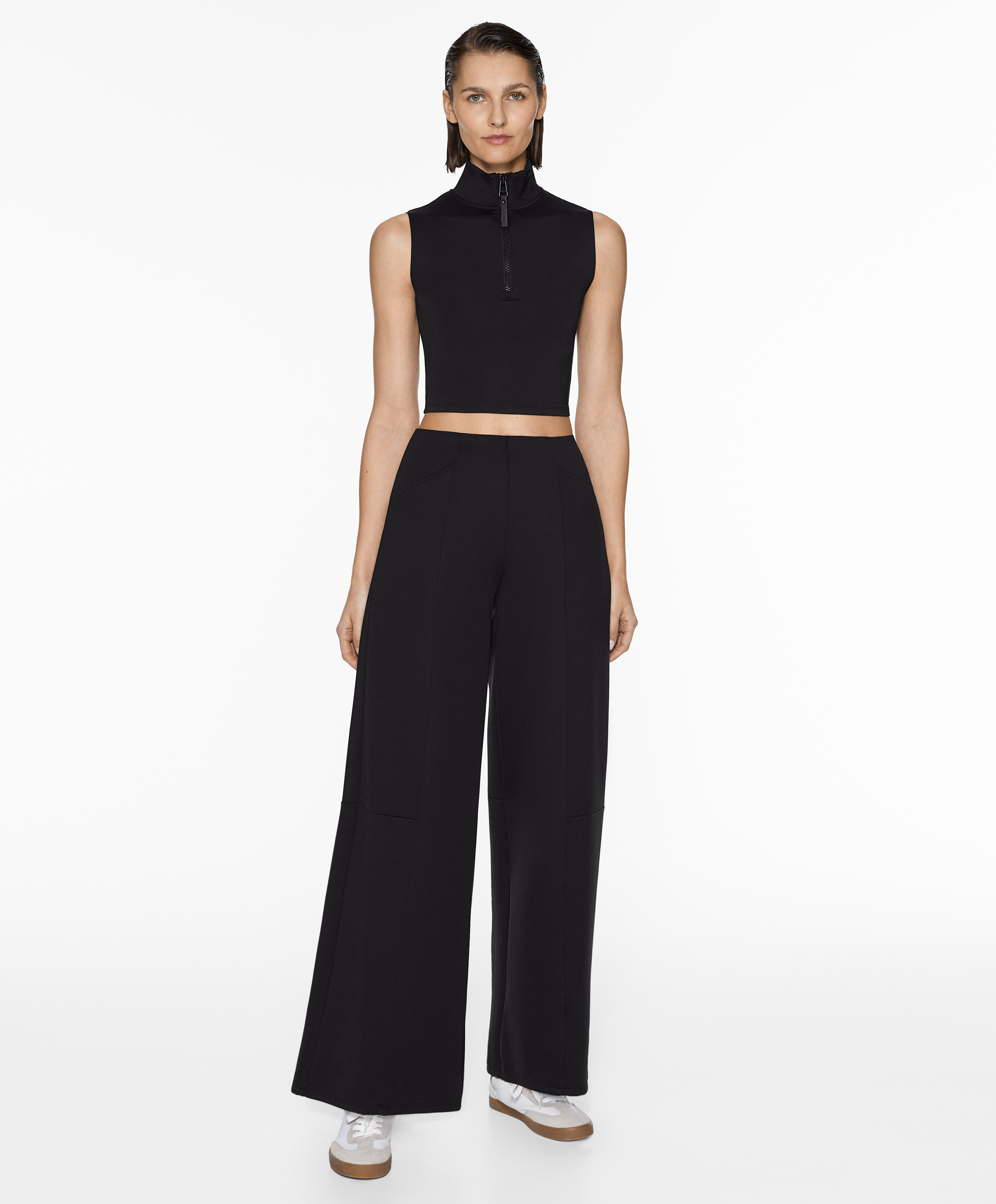 Neoprene-effect wide-leg trousers