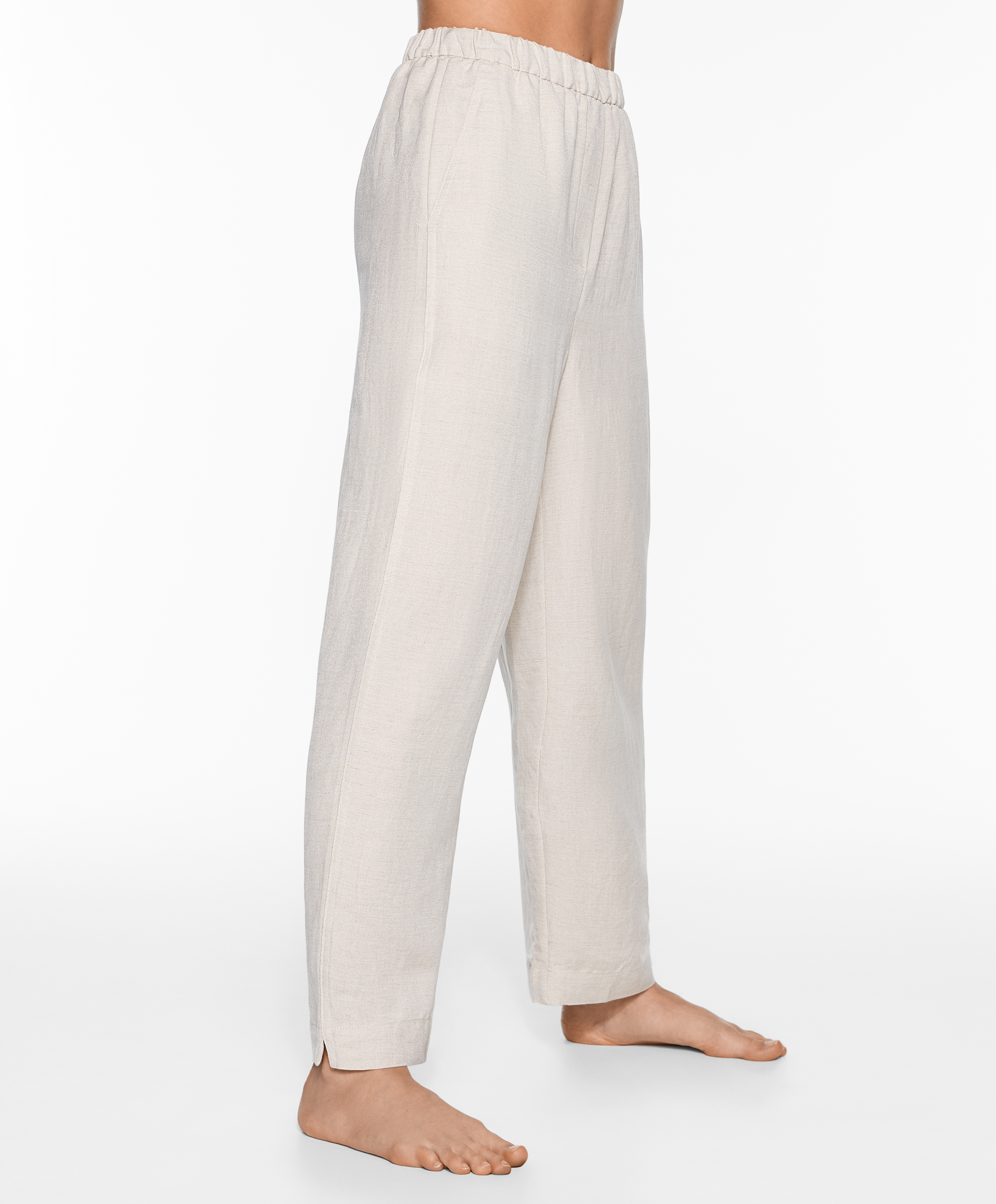 Slim-fit trousers with linen