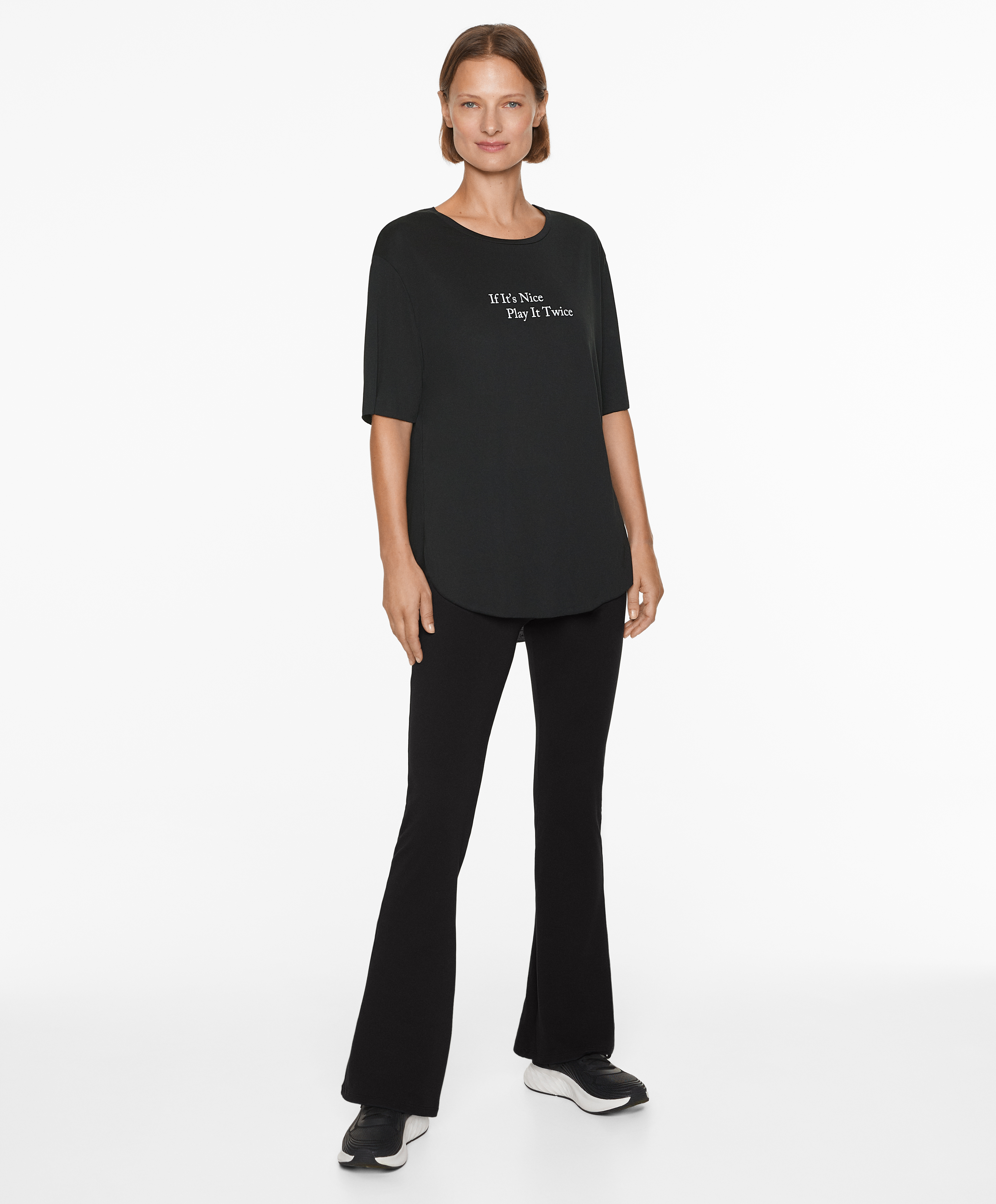 Modal blend short-sleeved slogan T-shirt