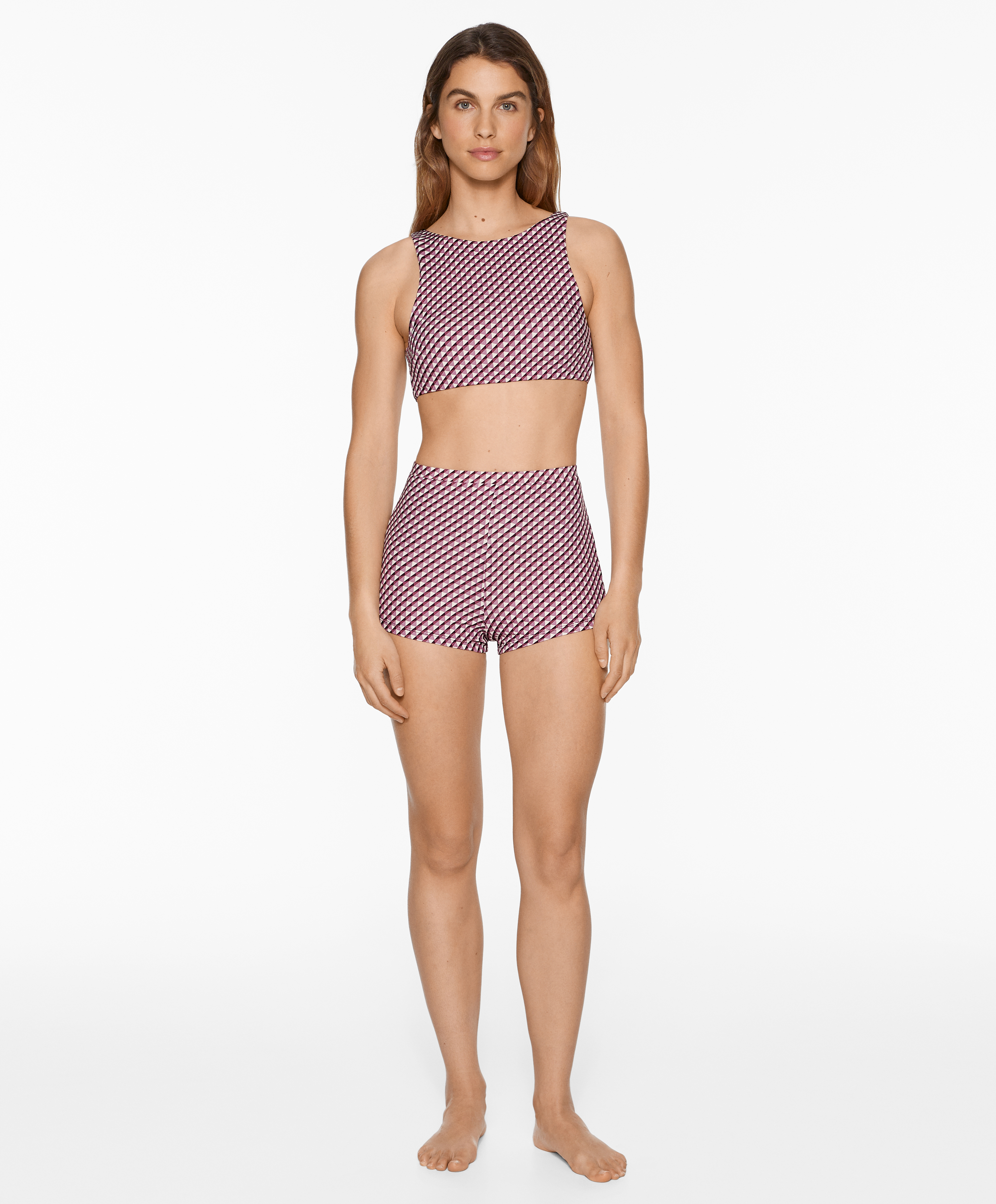 Geometric pattern hot pants bikini briefs