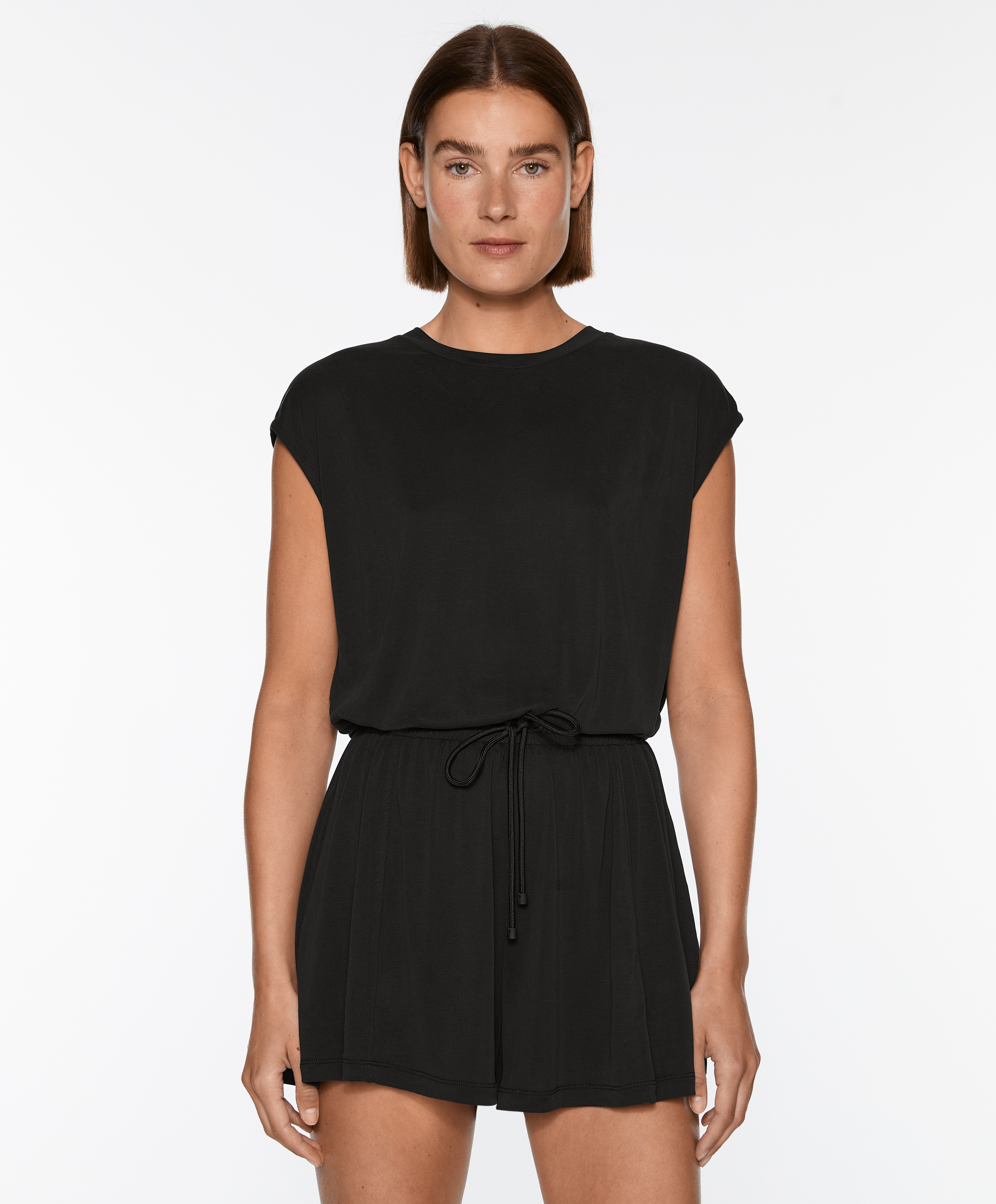 Modal blend sleeveless short jumpsuit