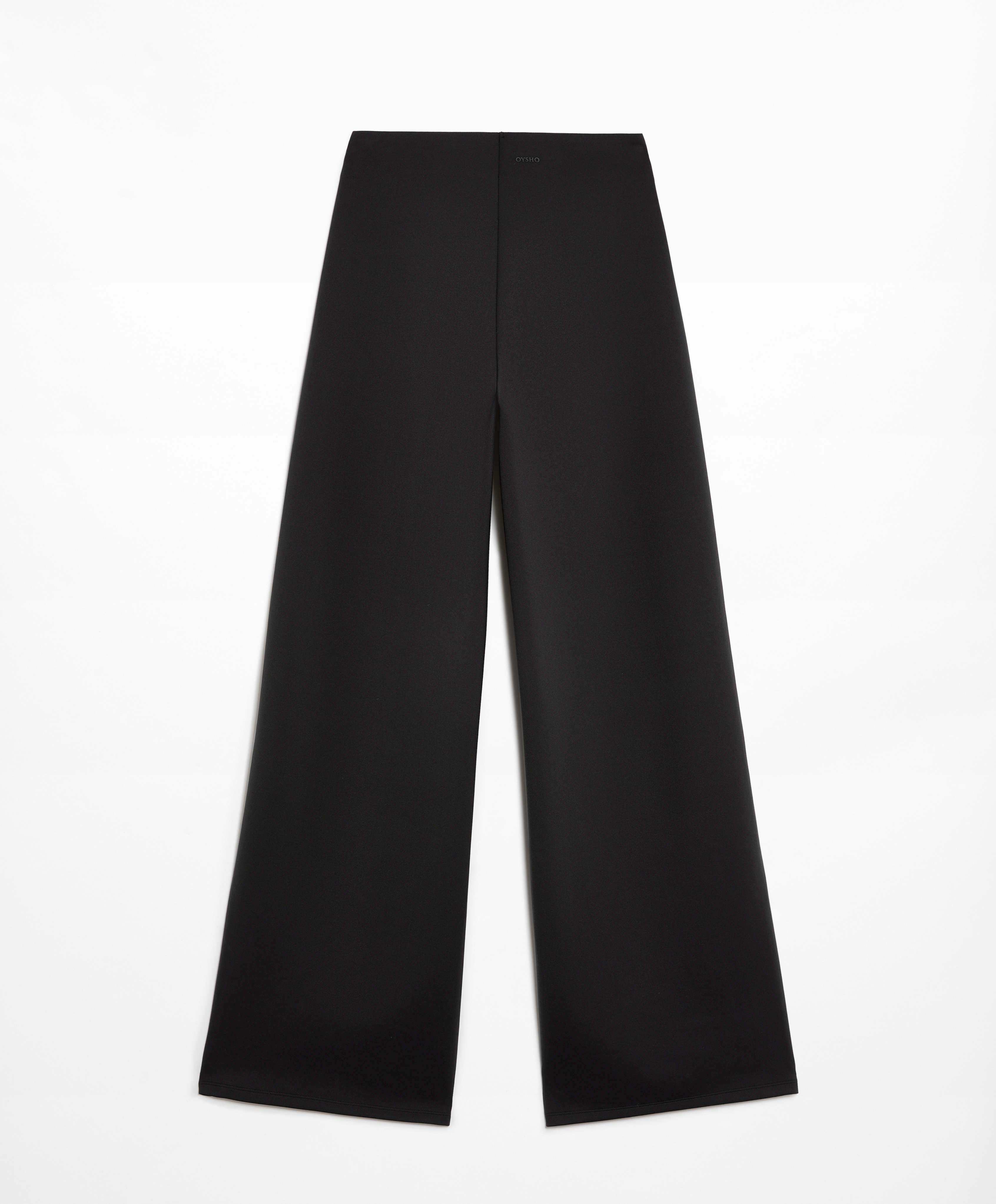 Neoprene-effect straight-leg zip trousers