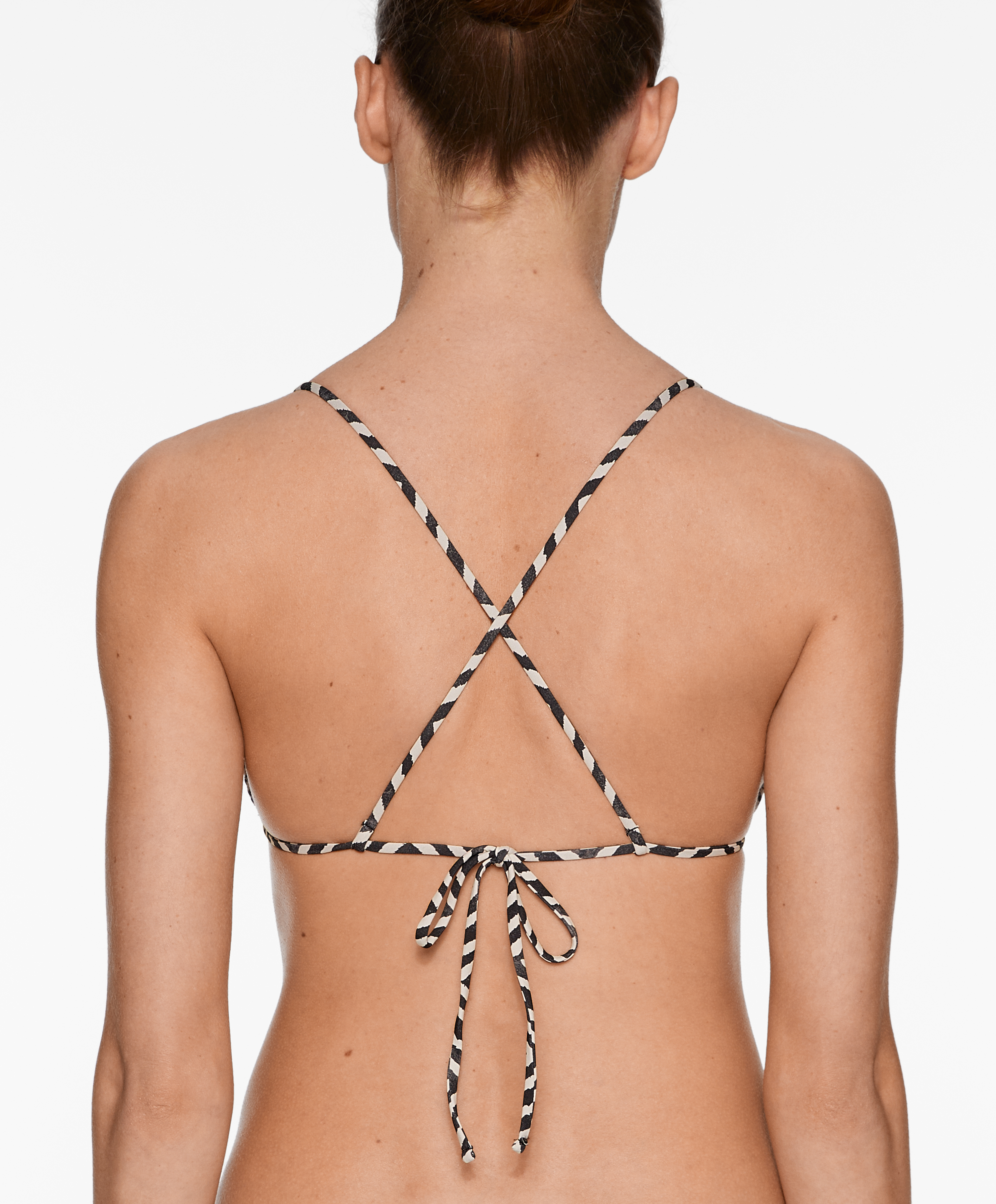 Smock stamp print triangle bikini top