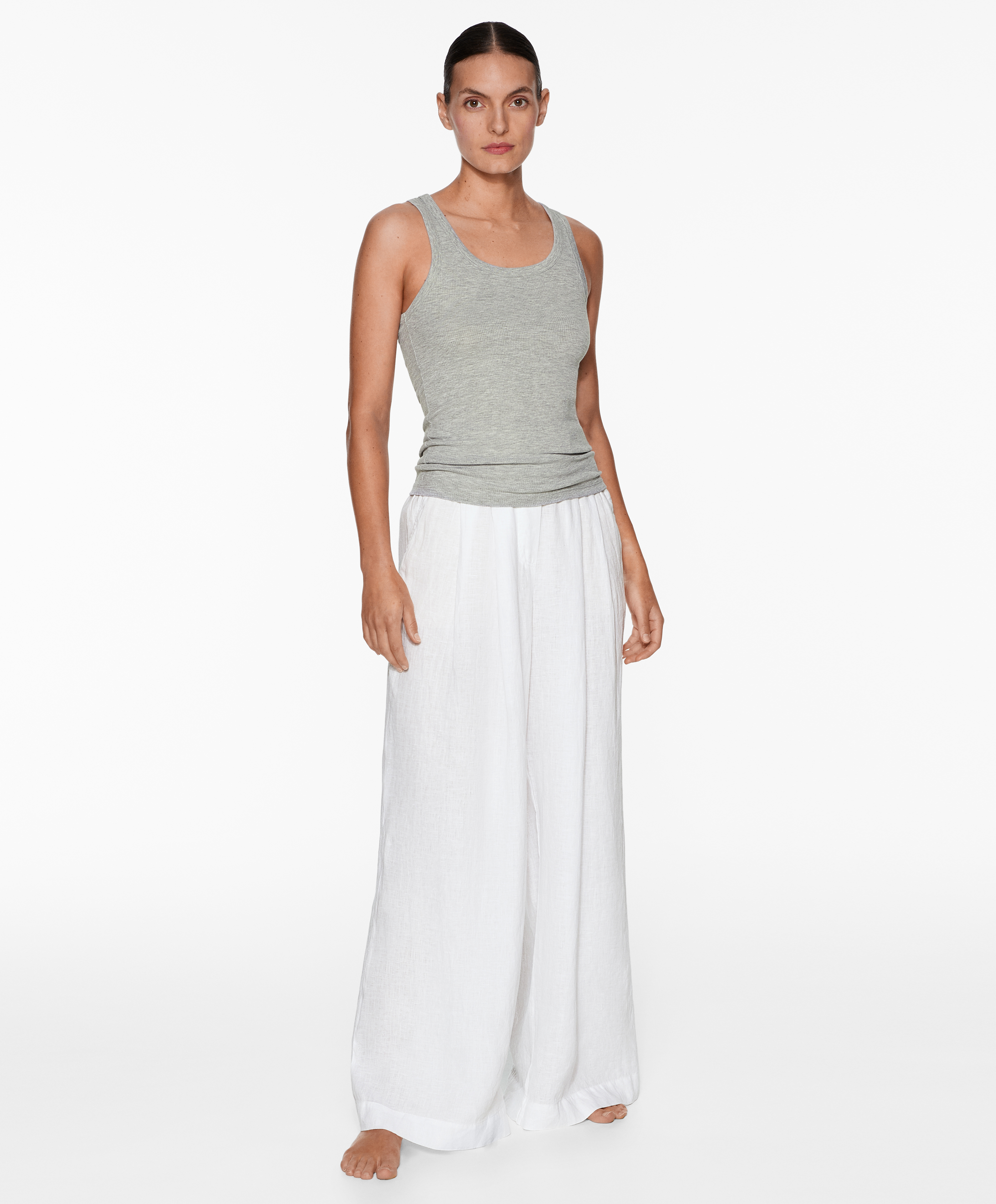 Rib vest top with cotton and modal