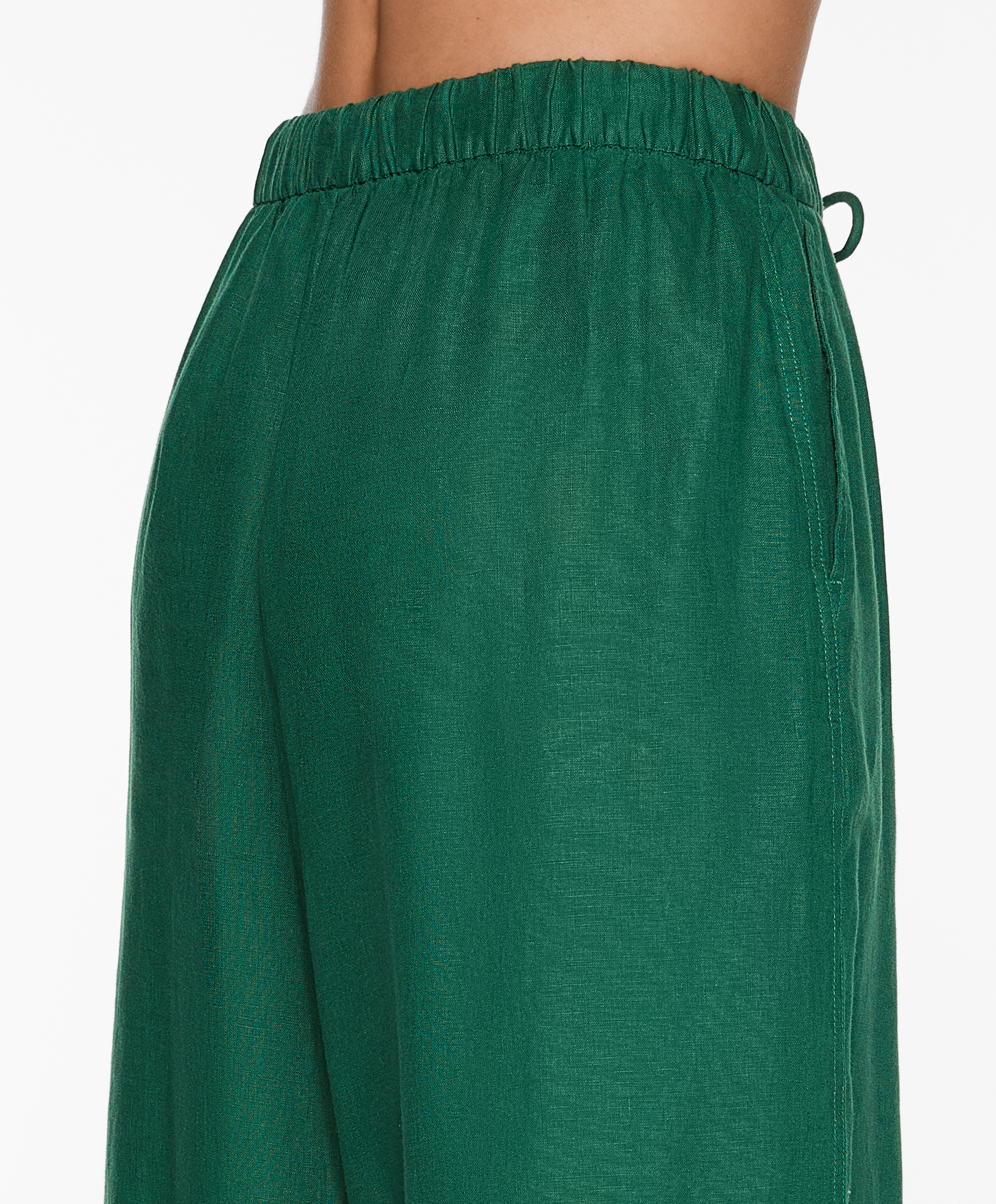 100% linen wide straight-leg trousers