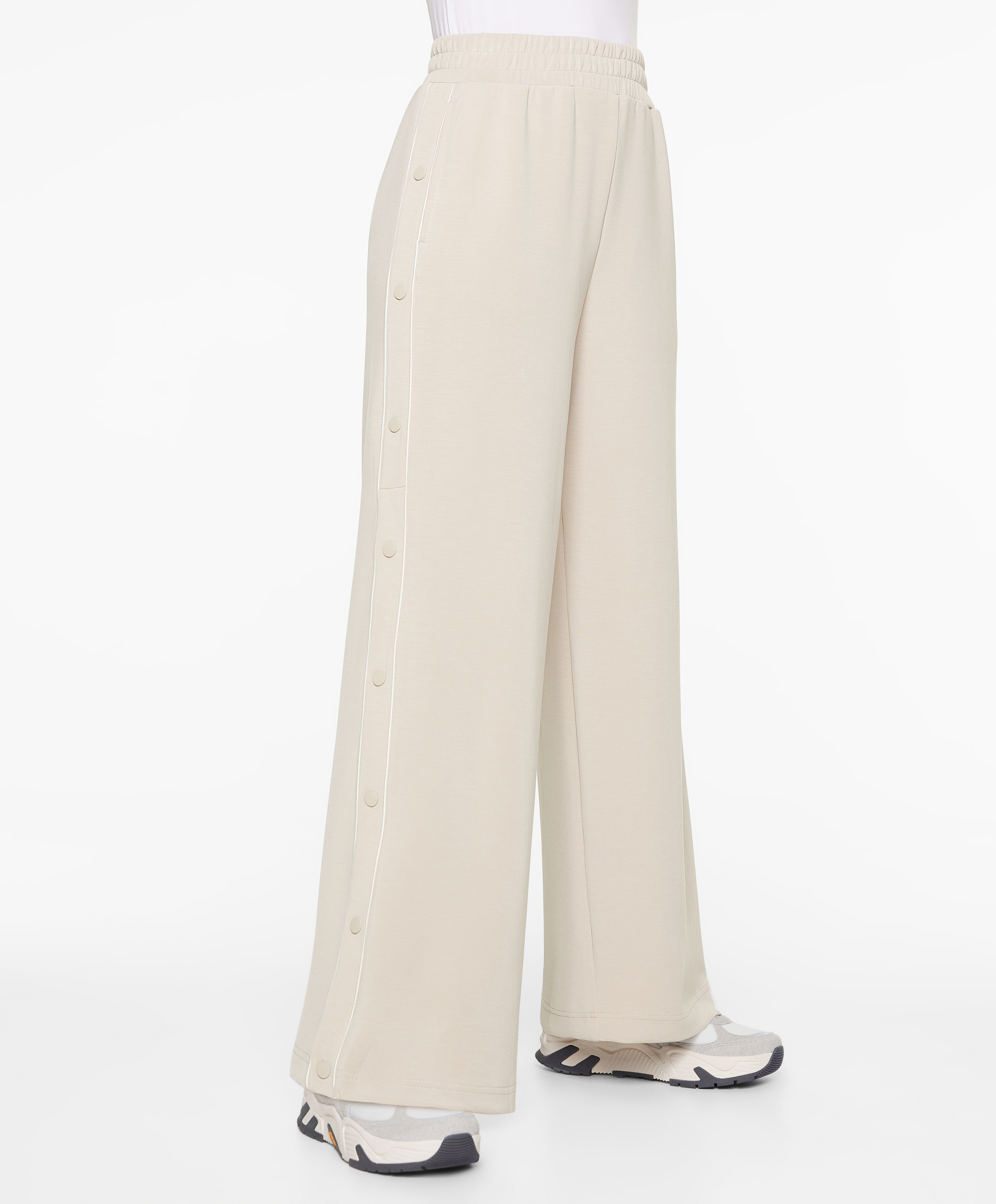 Soft-touch wide, straight-leg trousers with modal and buttons