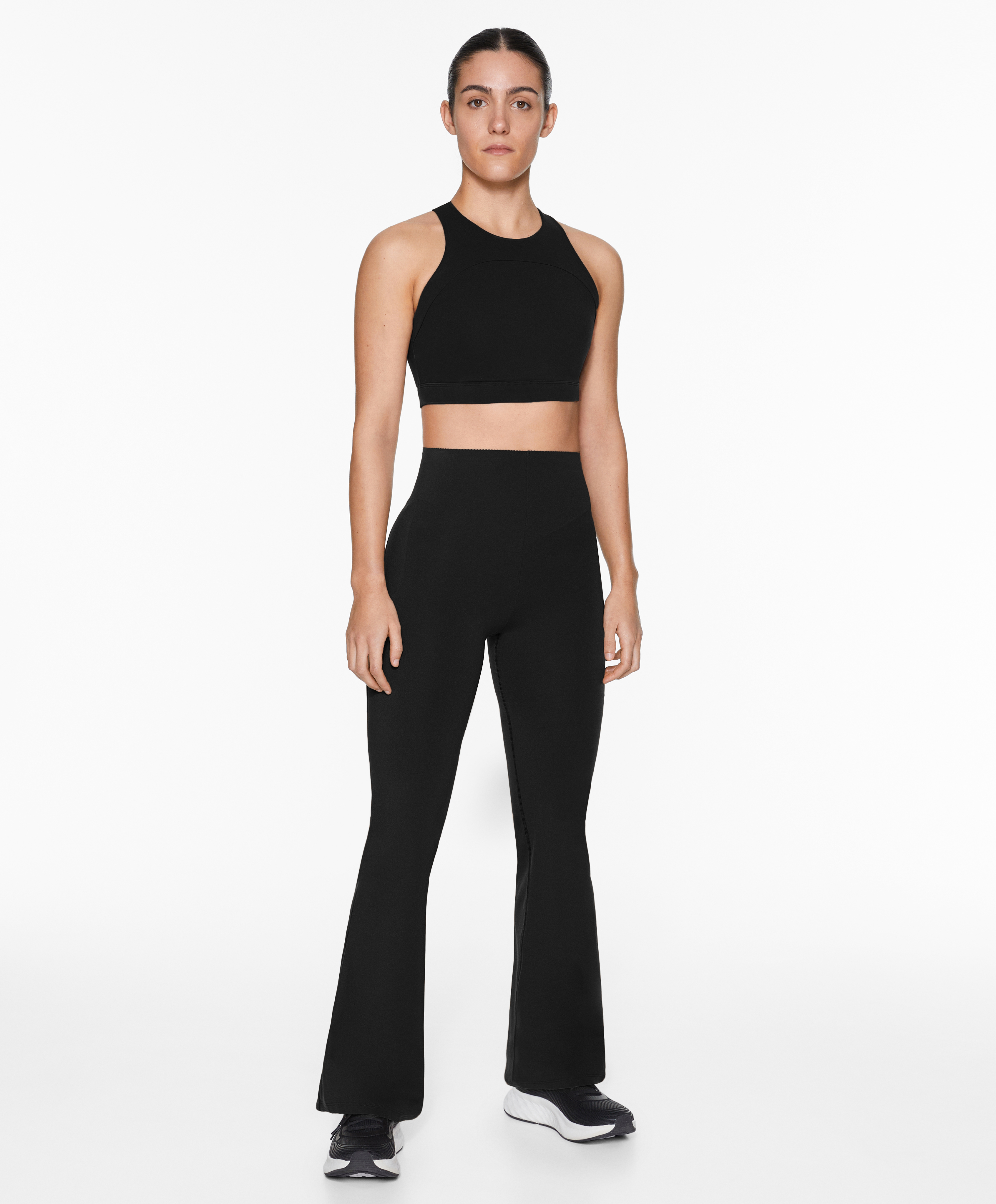 Raise up compressive flare trousers