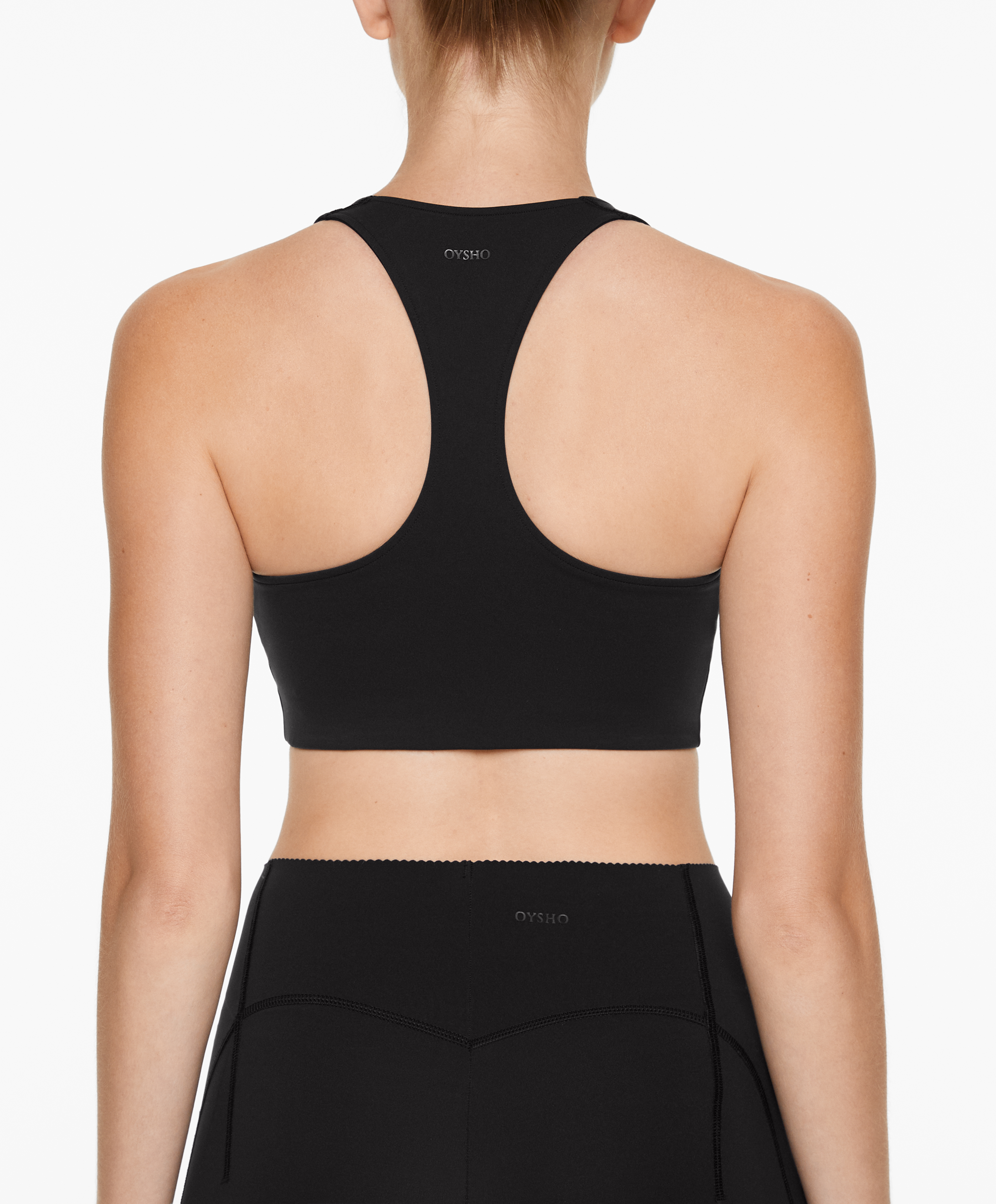 Medium support compressive sports bra with trim