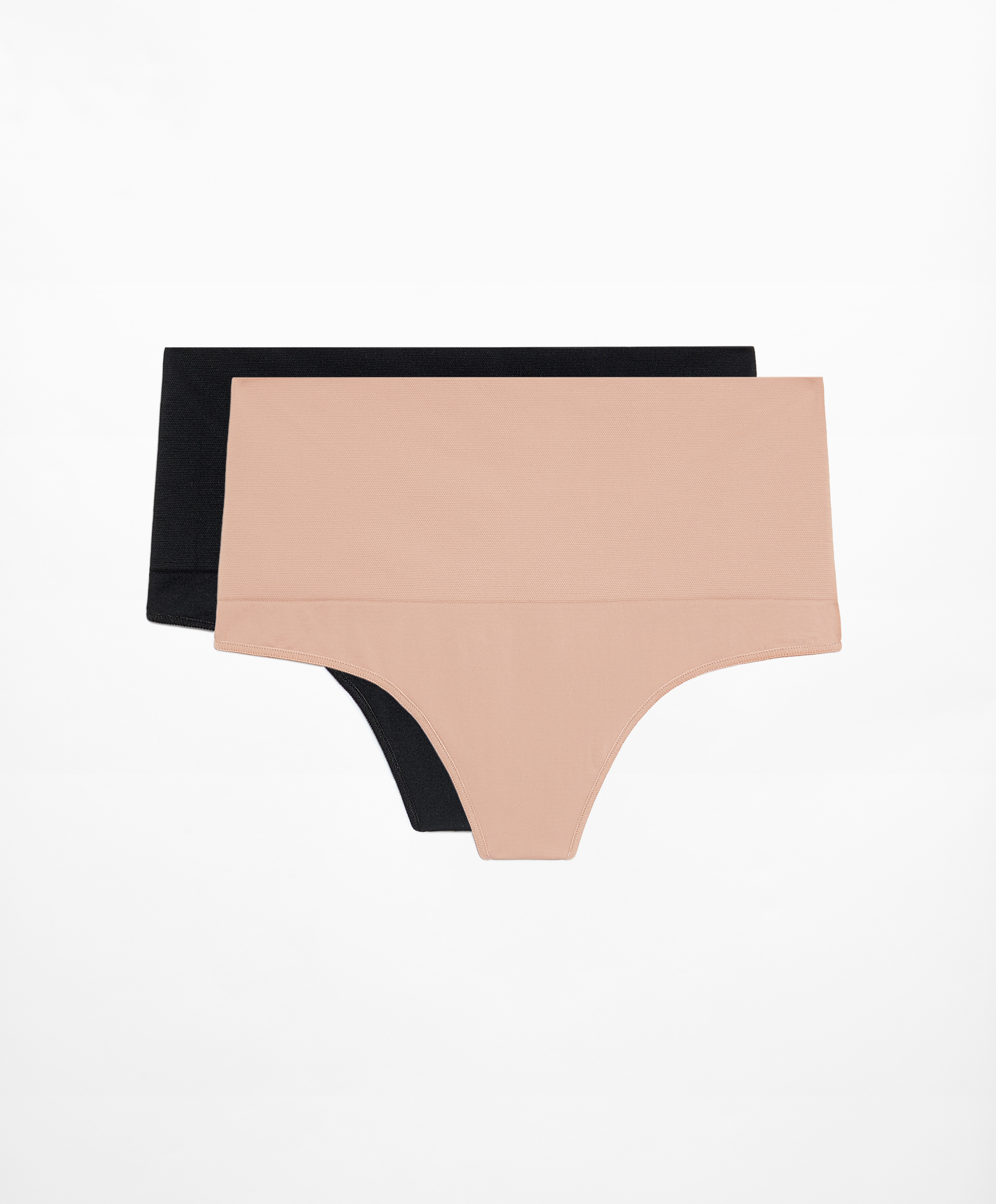 2 seamless medium-support soft-touch thongs