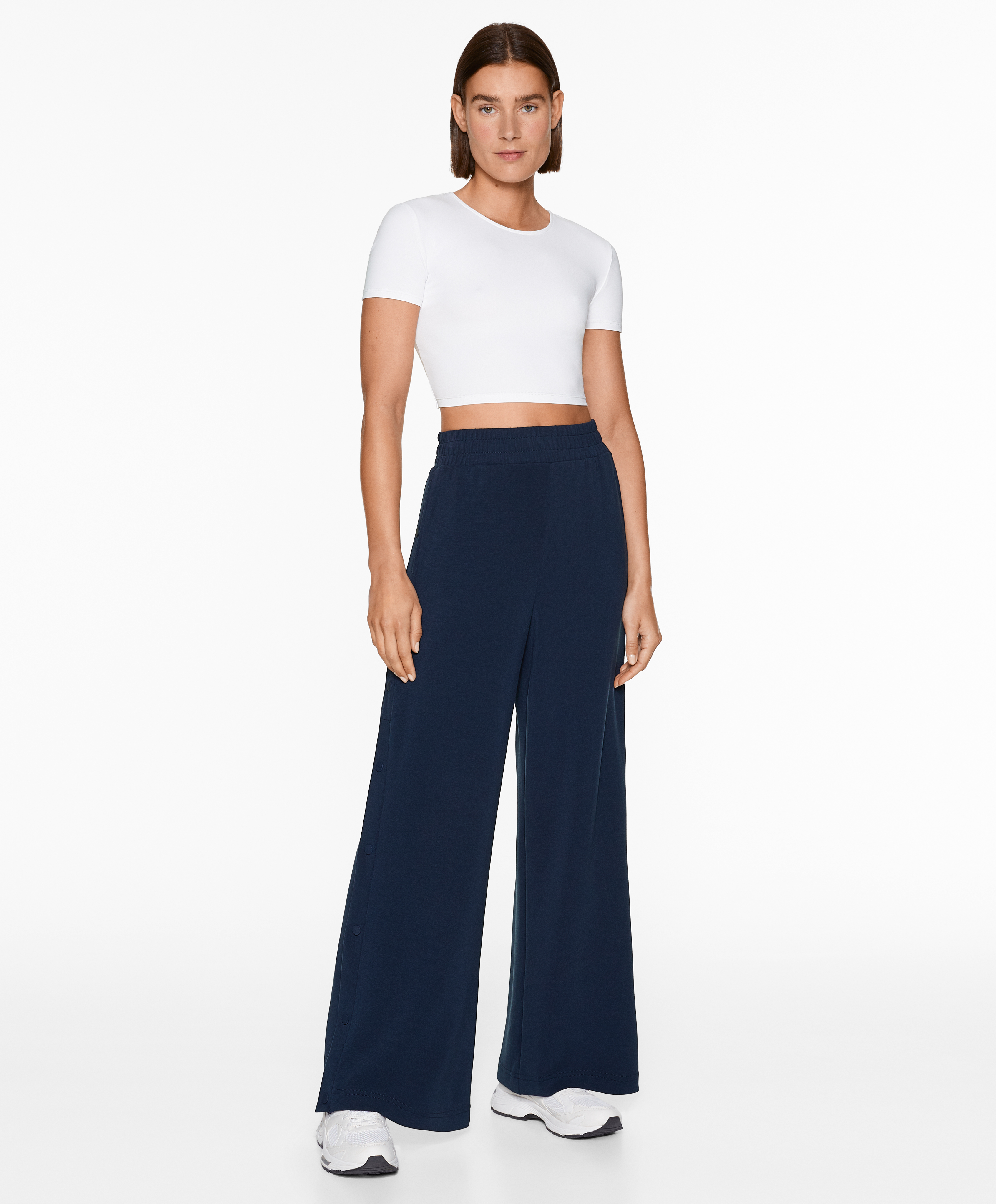 Soft-touch wide, straight-leg trousers with modal and buttons