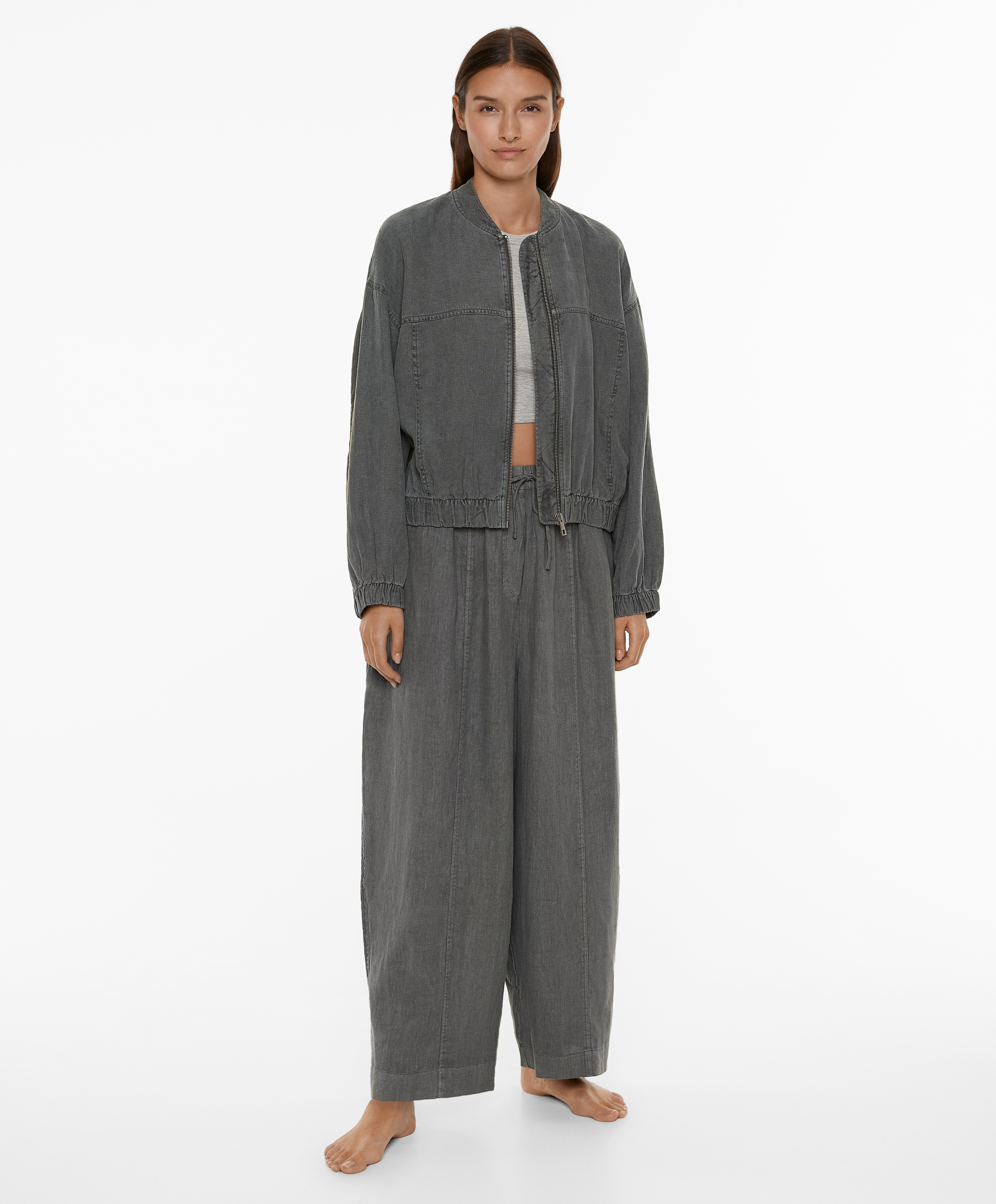 100% linen bomber jacket