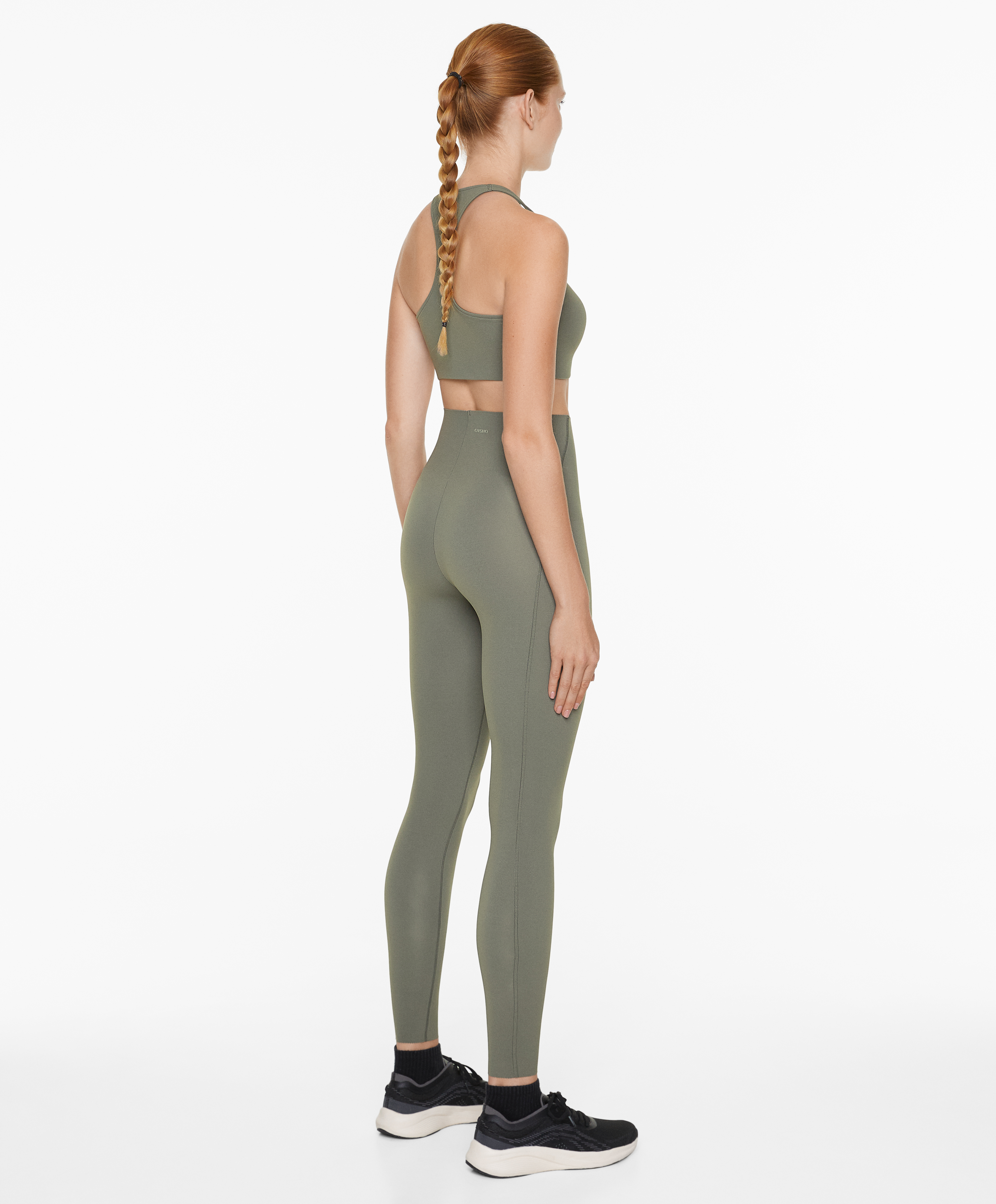 Medium support compressive sports bra with trim